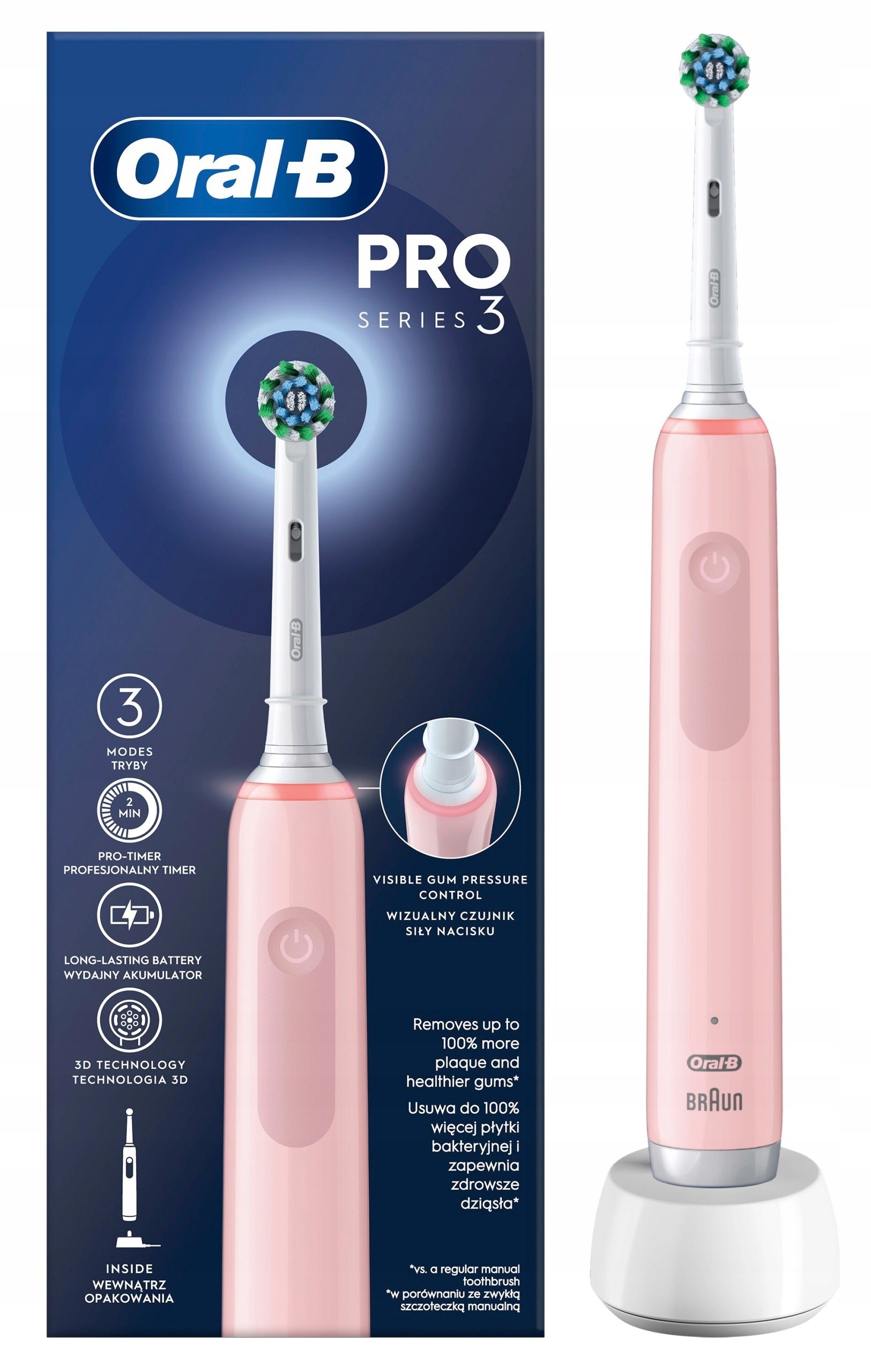 Rotary toothbrush ORAL-B Pro Series 3 Rose Pink