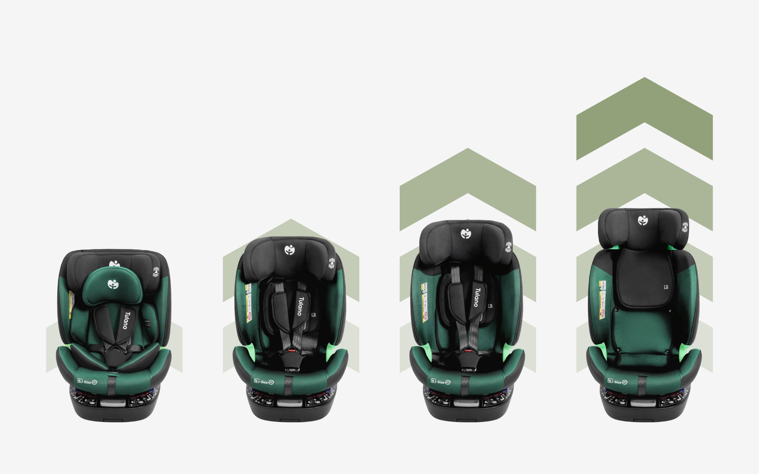 Rotating car seat 360° TULANO i-Size Isofix green 0-36kg 0-12+ Brand TULANO