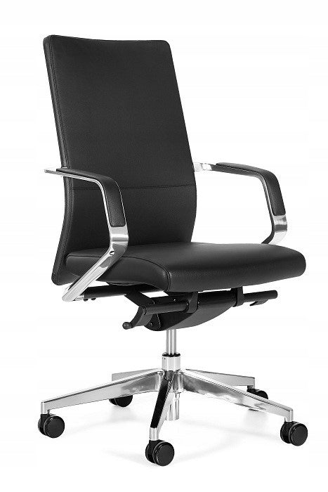 Rotating chair Trent M black genuine leather cabinet synchron