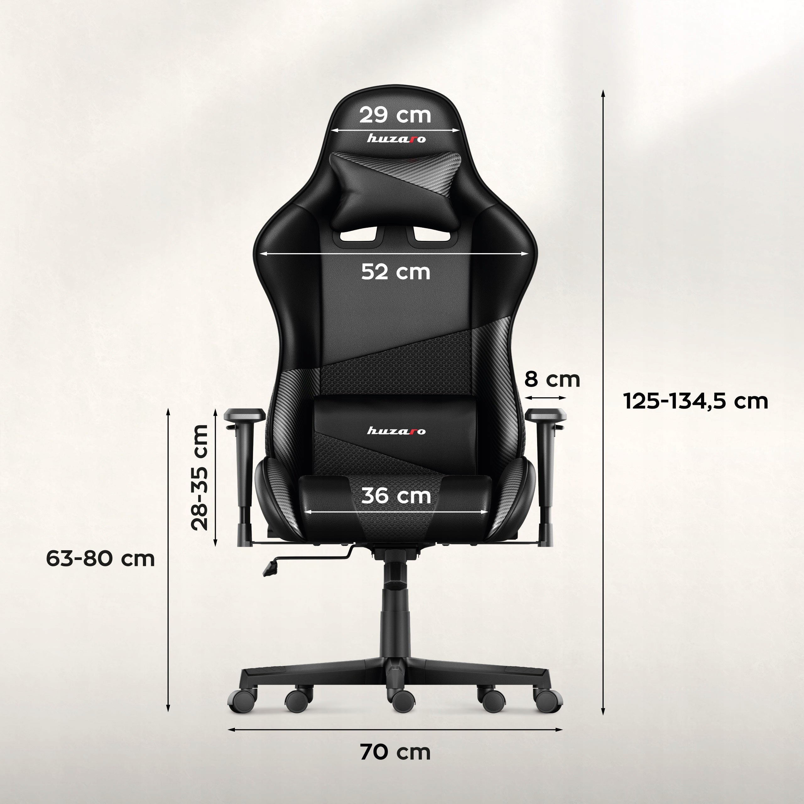 Rotating gaming chair HUZARO black for ergonomic bucket desk Furniture depth 50 cm