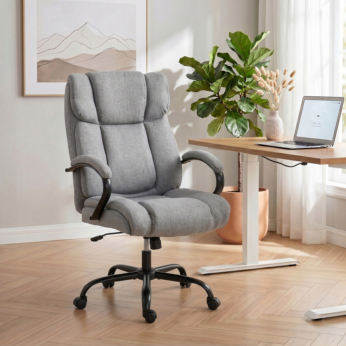 Rotating office chair Vinsetto with height adjustment up to 220 kg, light grey Packaging status original