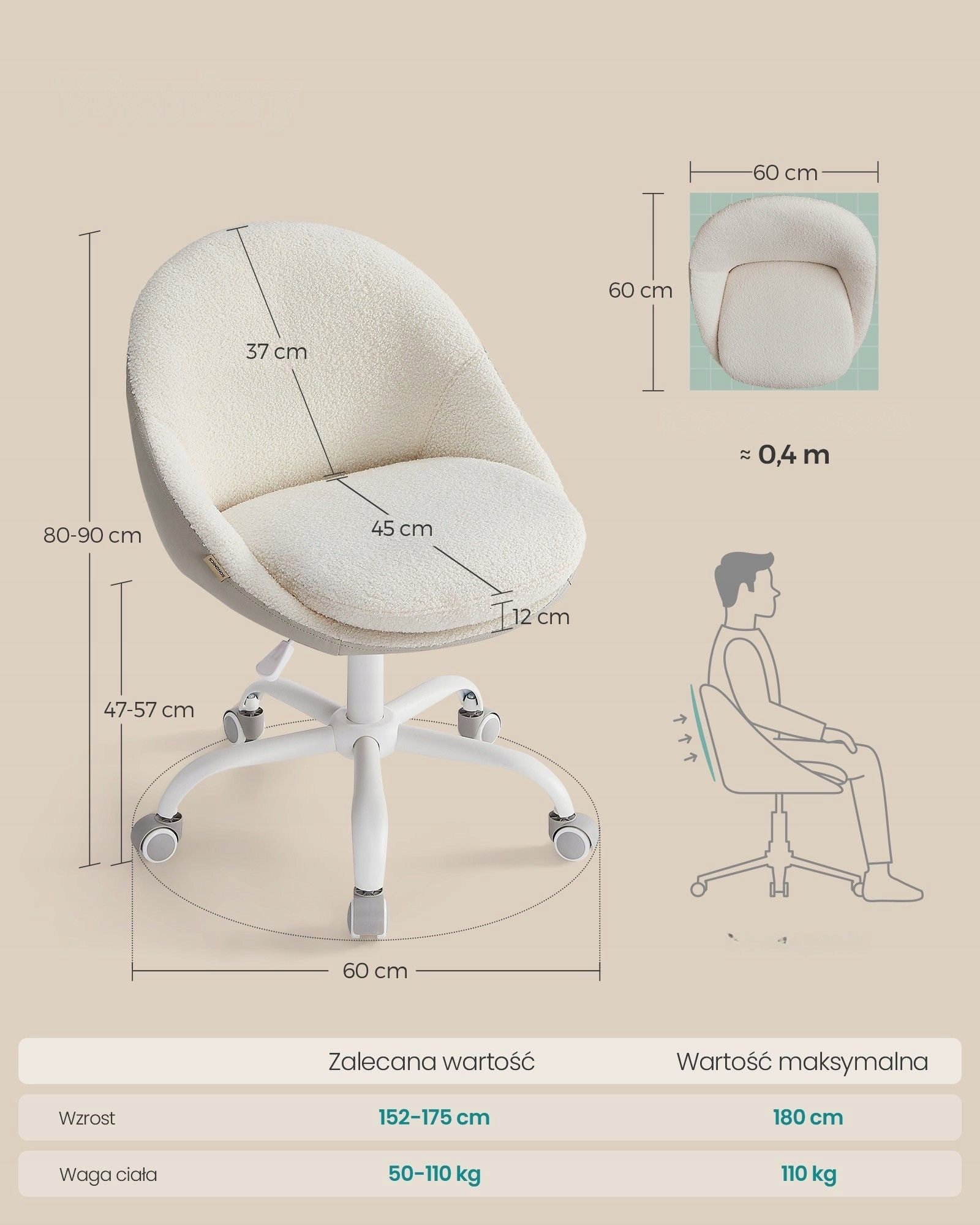 Rotating office chair cream new style conference material 110kg Medical device no