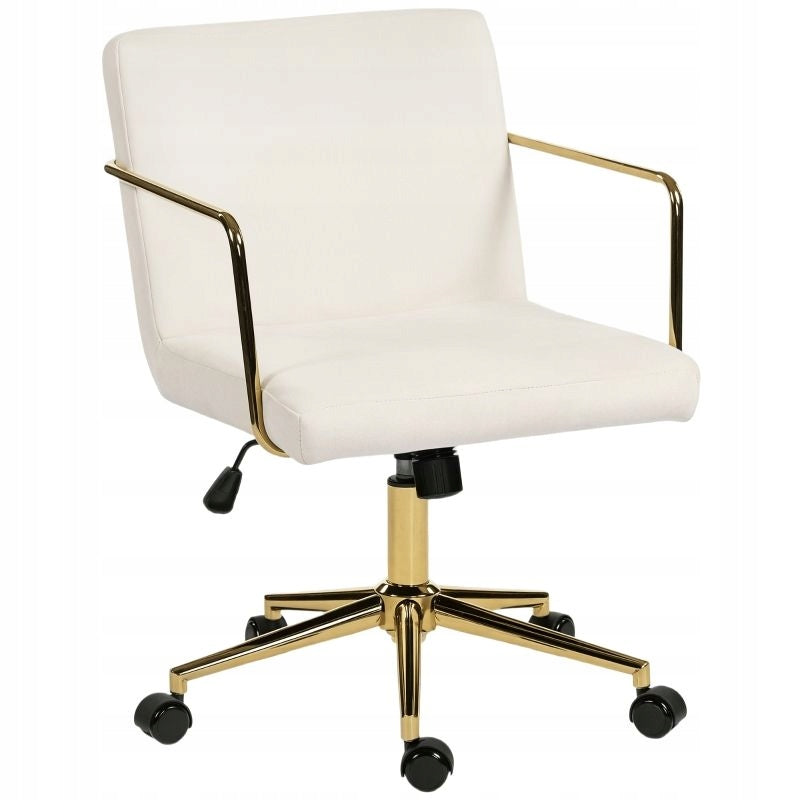 Rotating office chair, velvet, cream white