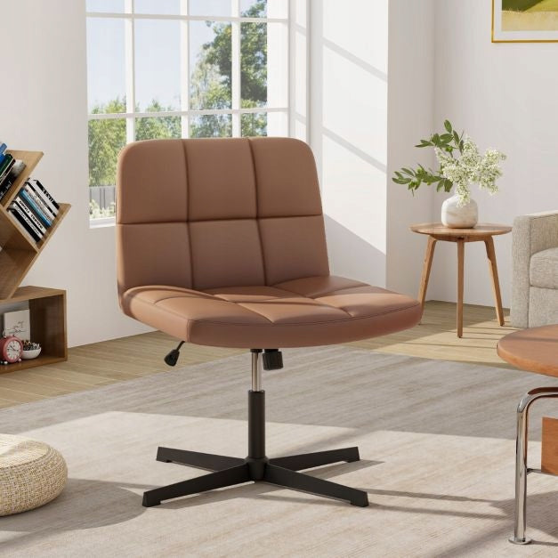 Rotating office chair with PU leather upholstered seat, brown Packaging status original