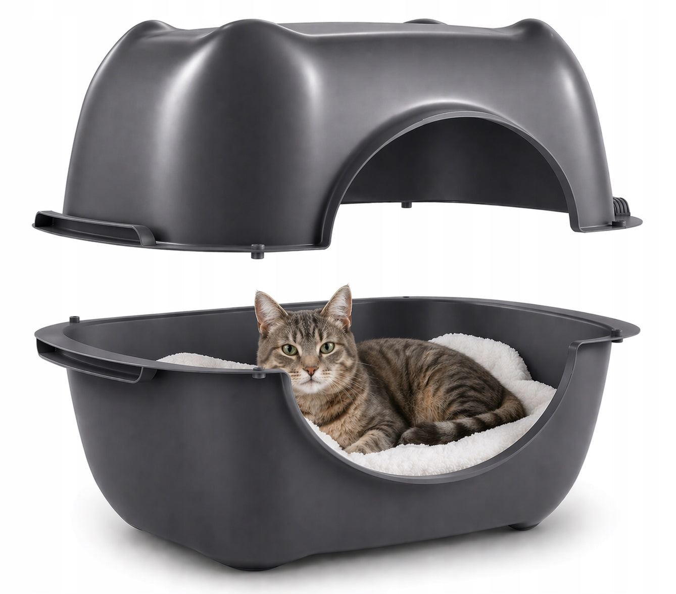 Rotho Bella Grey Large Indoor Closed XXL Cuvette for Cat Litter Benek Kind closed litter box