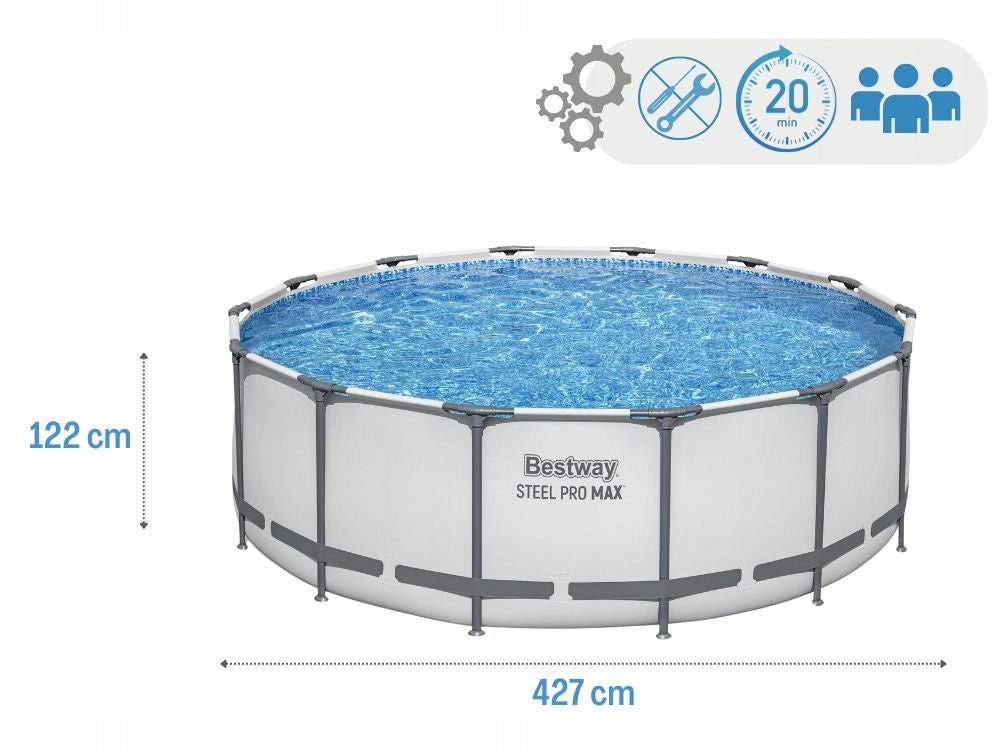 Round Garden Pool 427x122 Framed with Pump Bestway 5612X MODEL 2026 Packaging status original