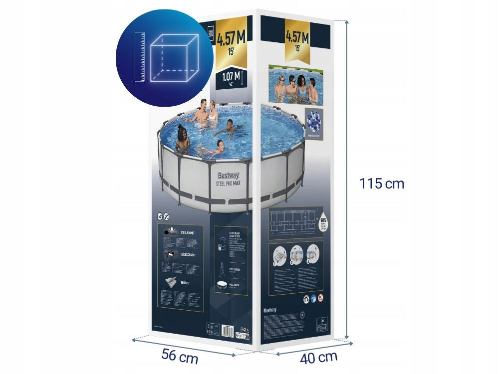 Round Garden Pool 457x107 with pump Bestway 56488 MODEL 2026 Volume 14970 l