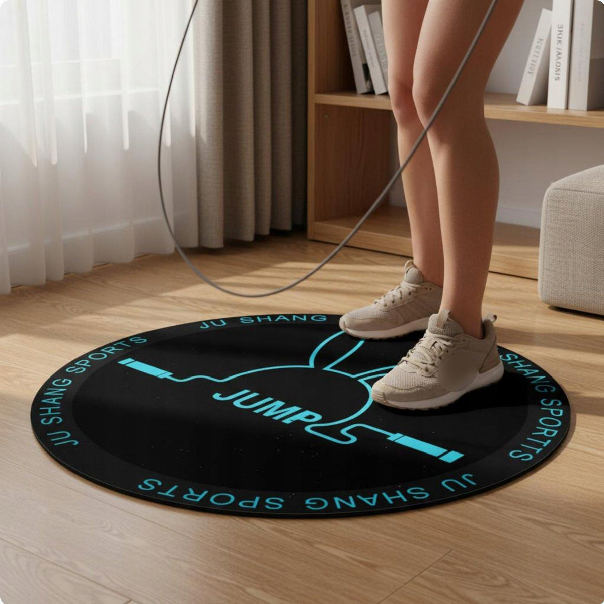 Round Jump Rope Mat Noise Reduction Jump Rope Mat Blue Rabbit 125CM