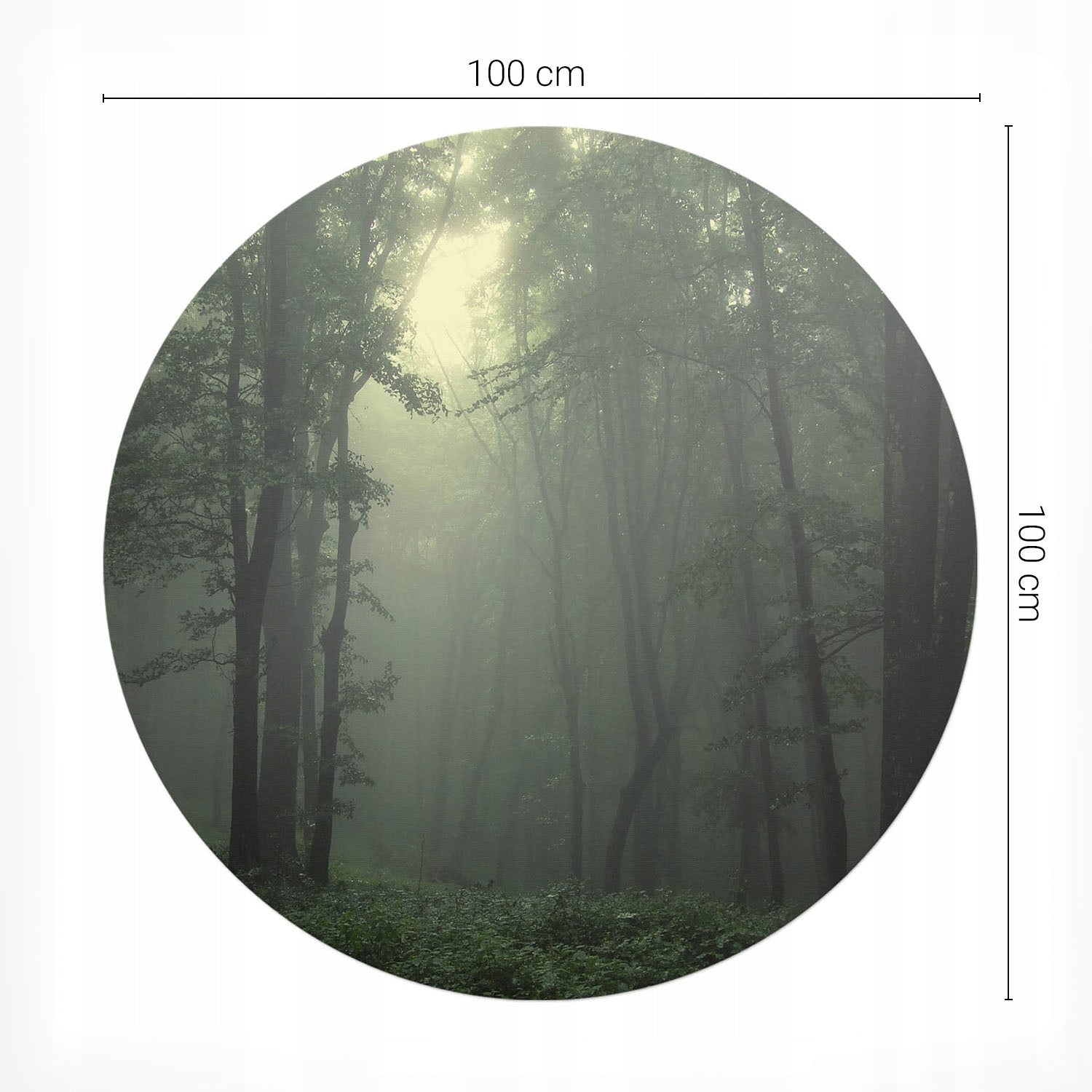 Round Mat Under Chair Non-Slip and Durable Misty Forest at Dawn Packaging status original