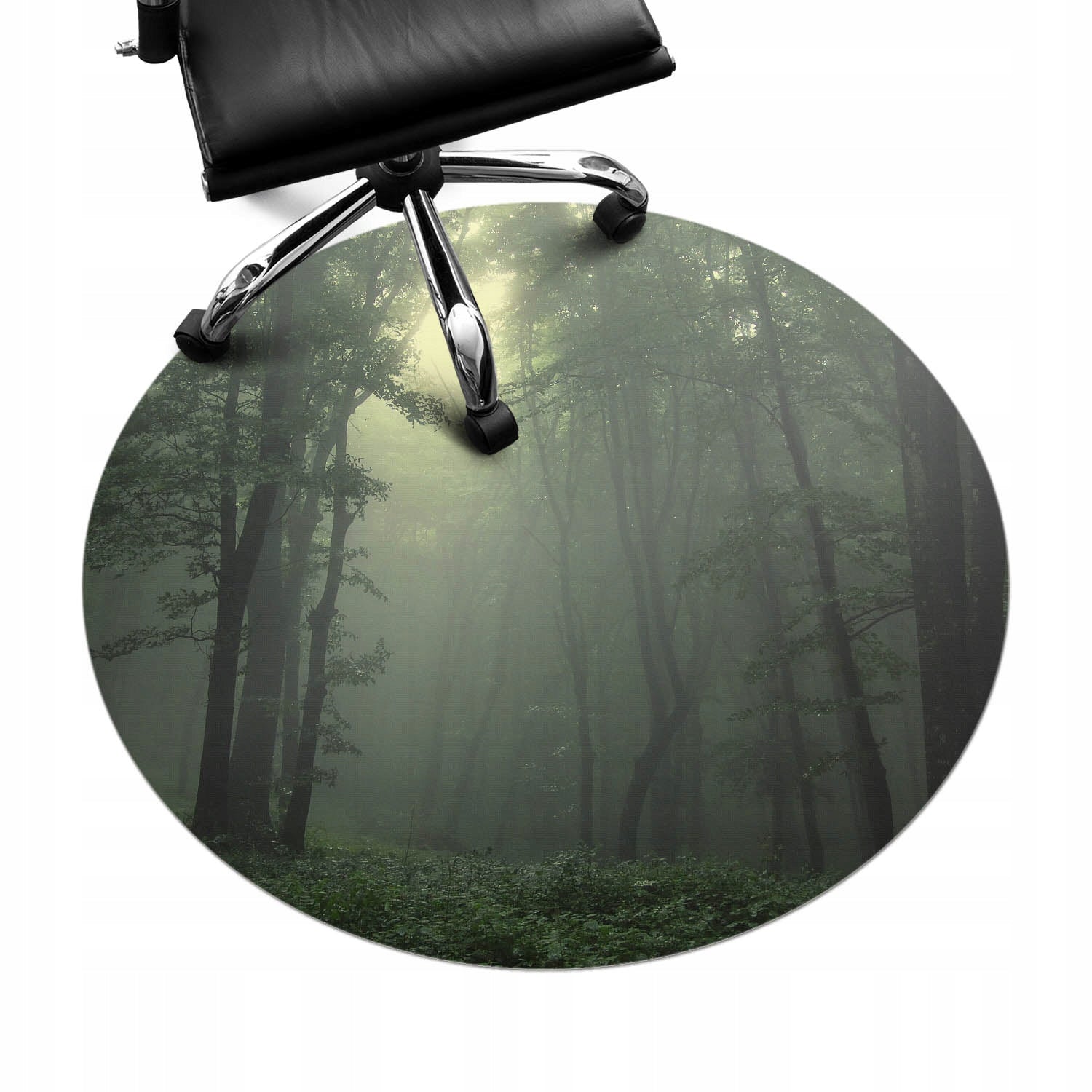 Round Mat Under Chair Non-Slip and Durable Misty Forest at Dawn