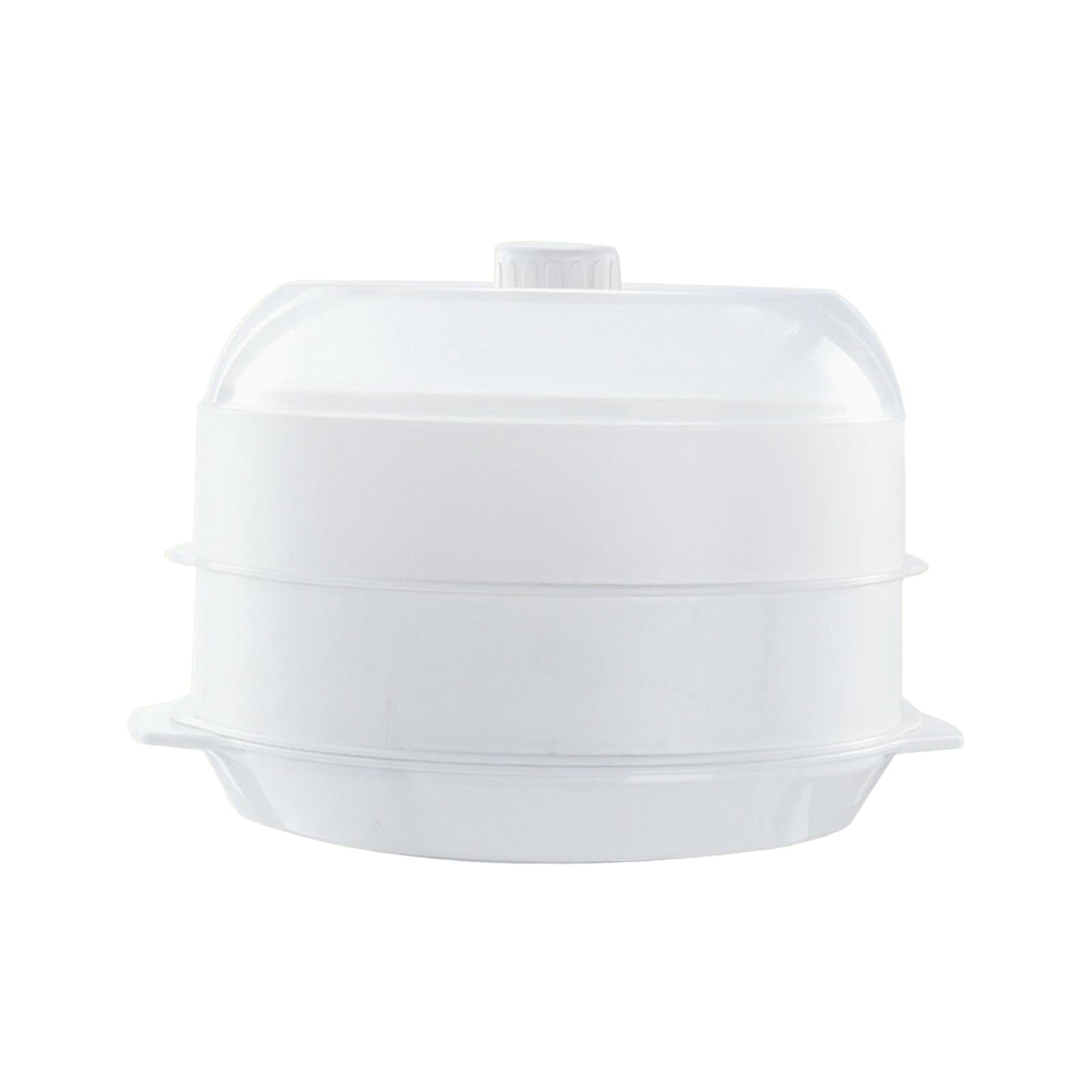 Round Microwave Heating Steamer Dish Cooking Pot white double layer Packaging status original