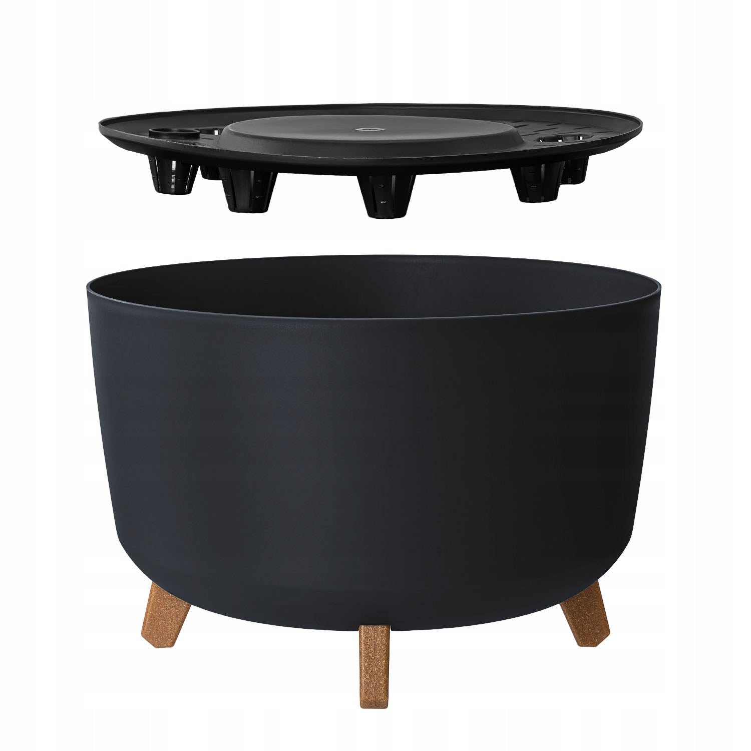 Round flower pot 39 cm plastic 21,5 l drainage DGRL400 anthracite Material synthetic material
