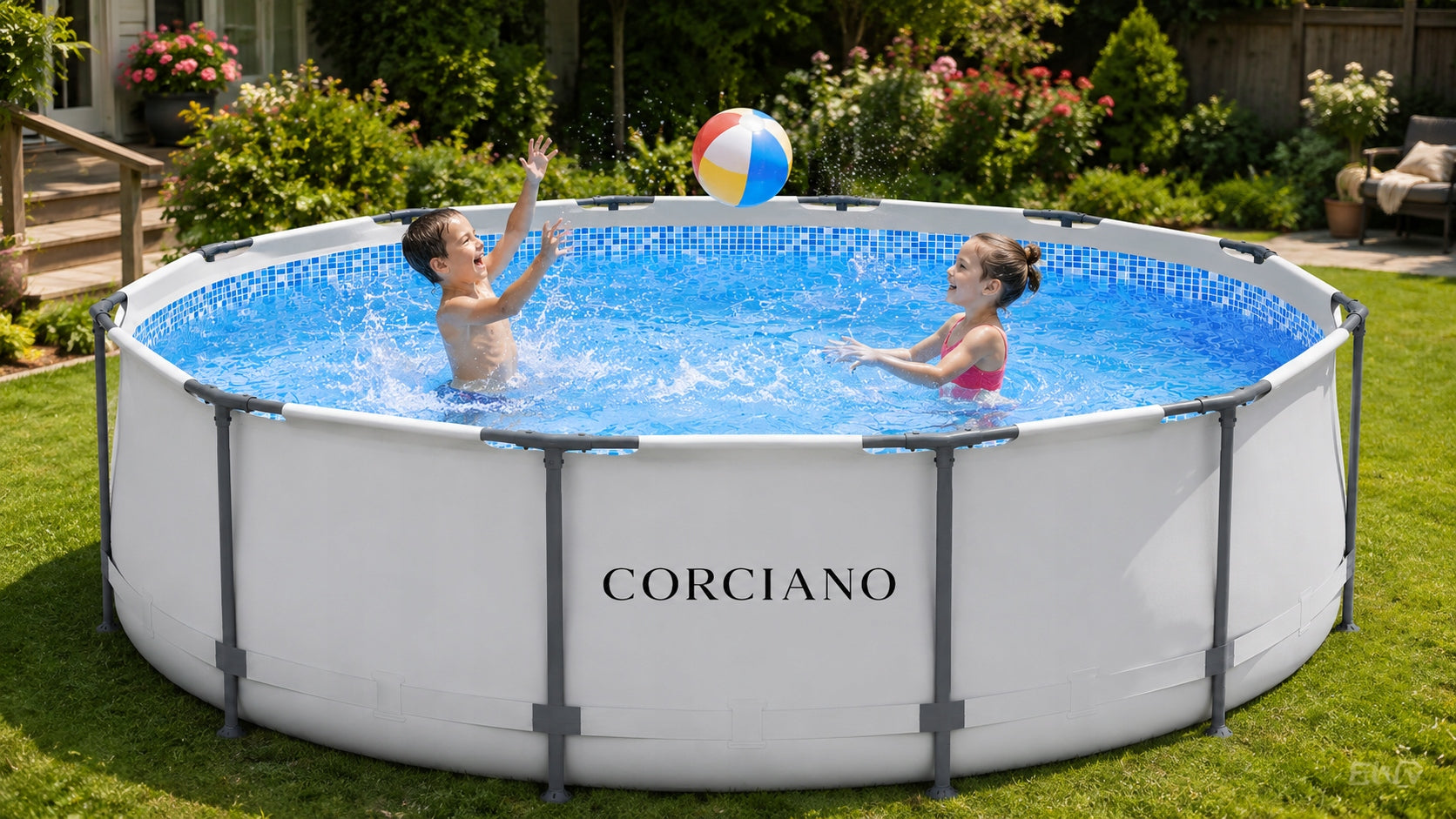 Round frame pool Corciano 366 x 122 Garden Pump Height 122 cm