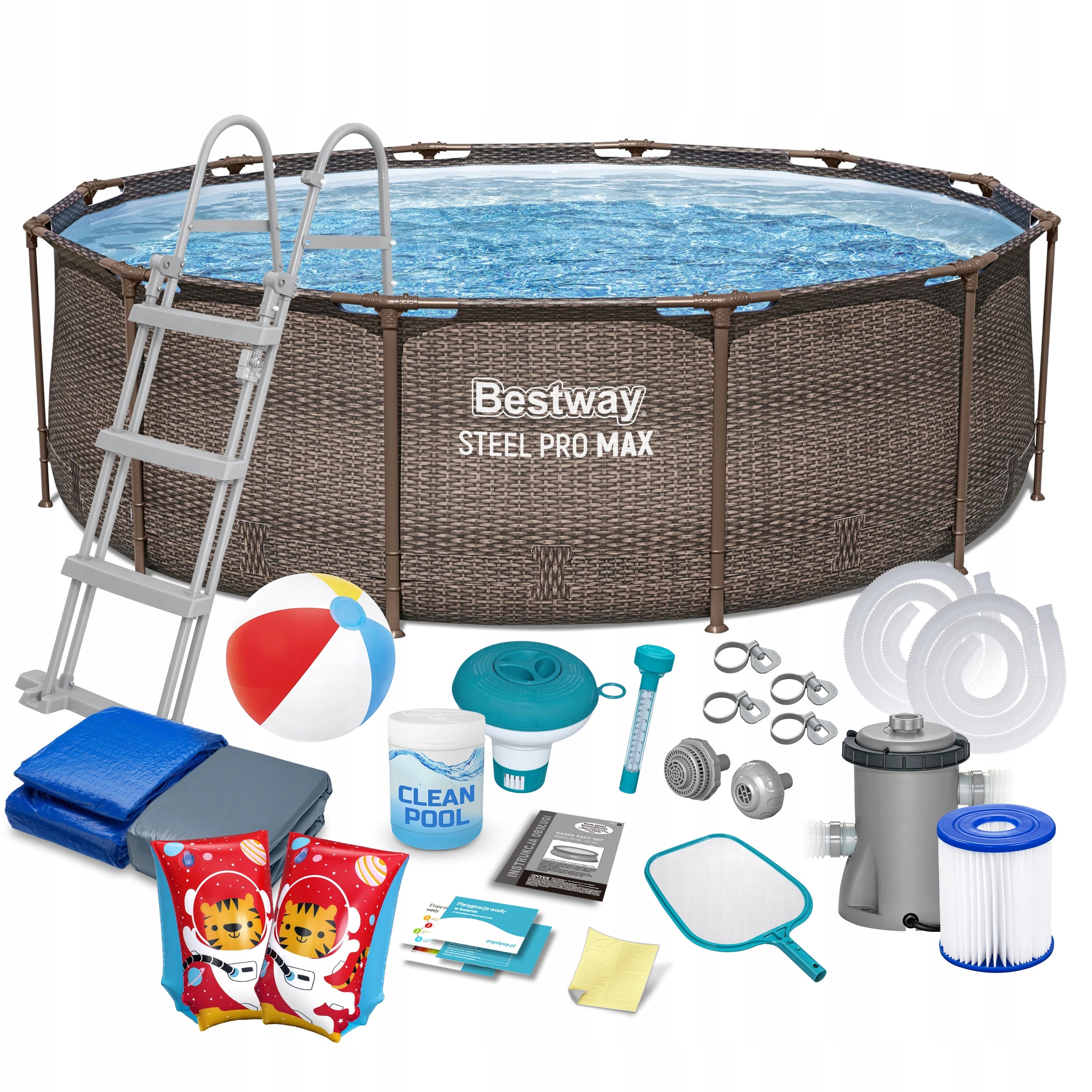Round garden frame pool 366x100cm Bestway set max 18in1