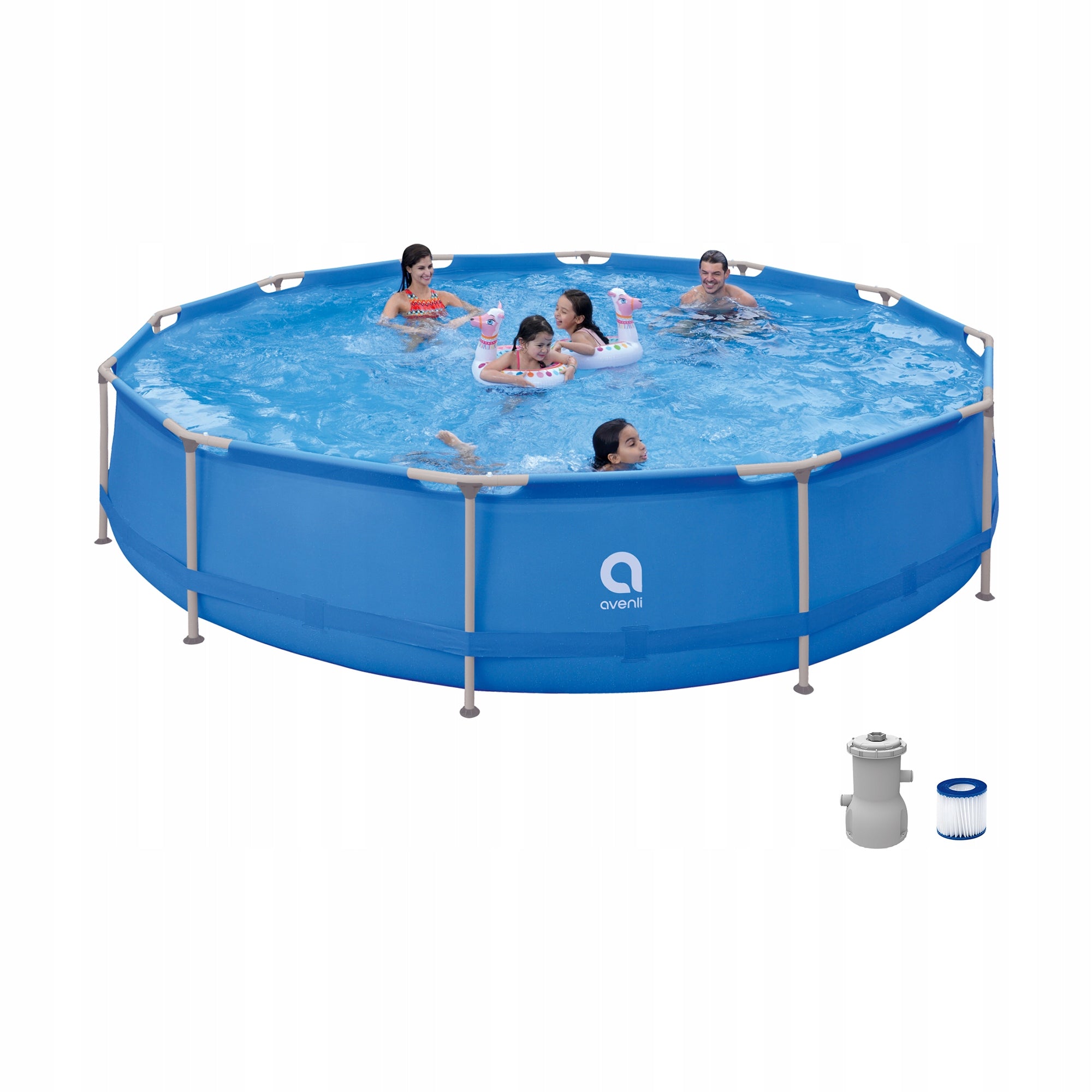 Round garden frame pool AVENLI 427x84 cm pump set