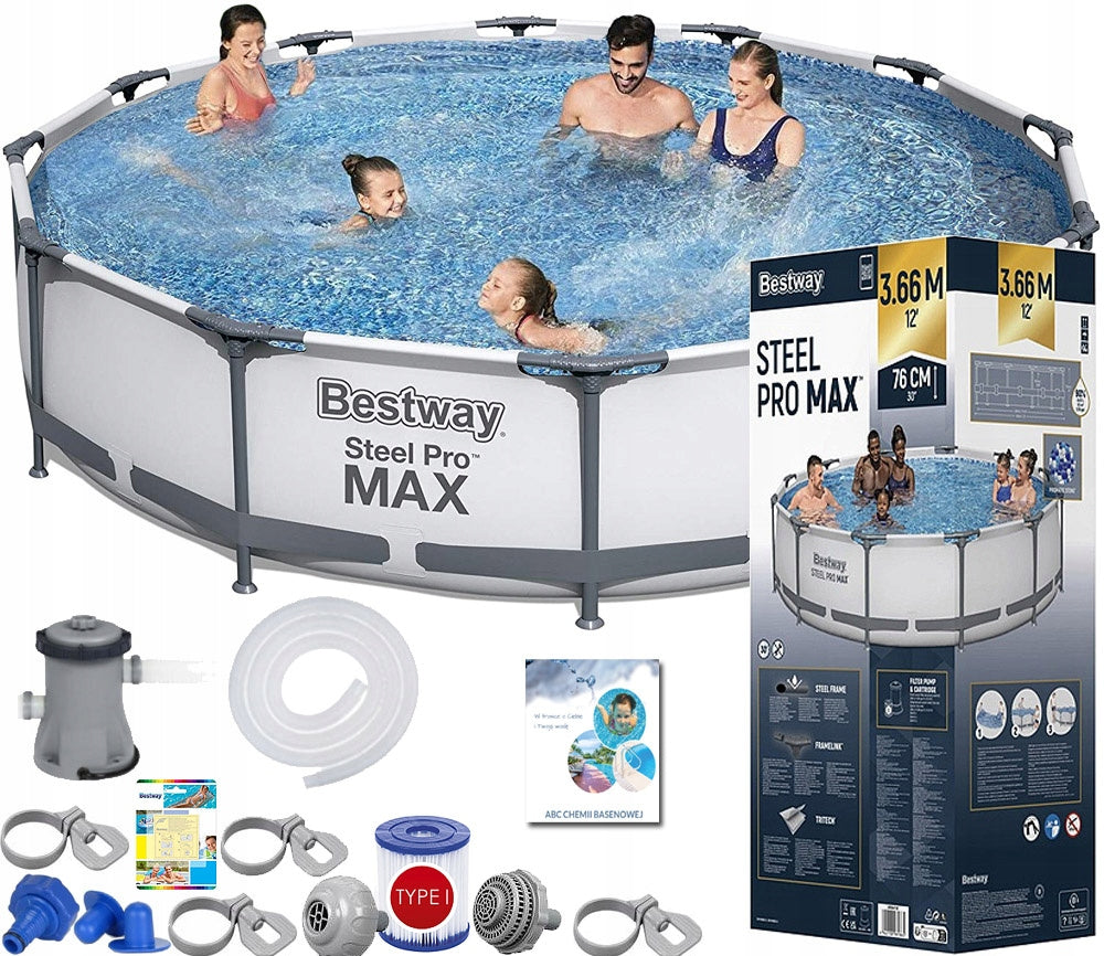 Round rack pool Bestway 366 x 366 cm 6,473L 7in1 pump 56416