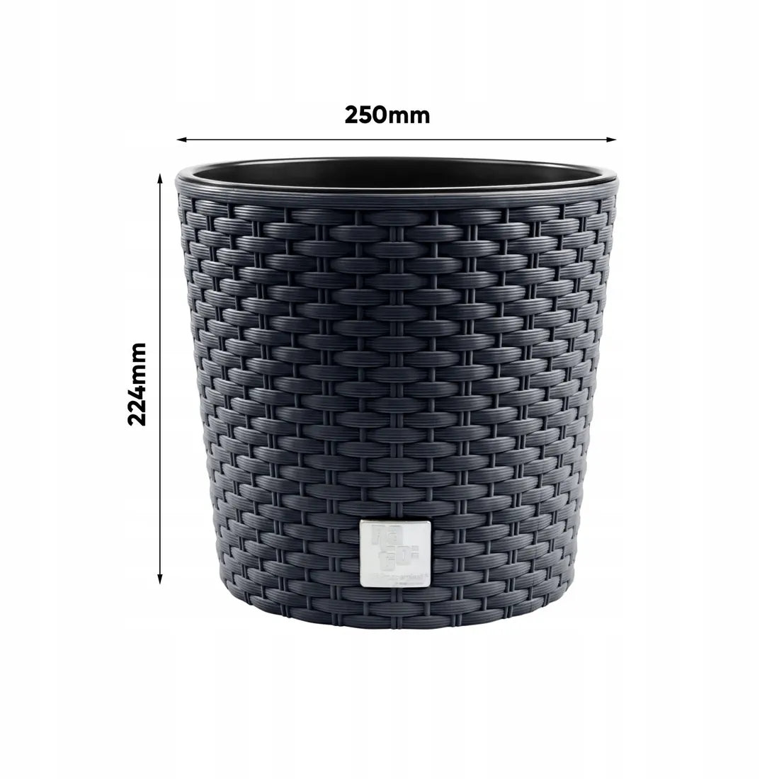 Round rattan pot 25cm with insert Planter + spacer cartridge Color gray