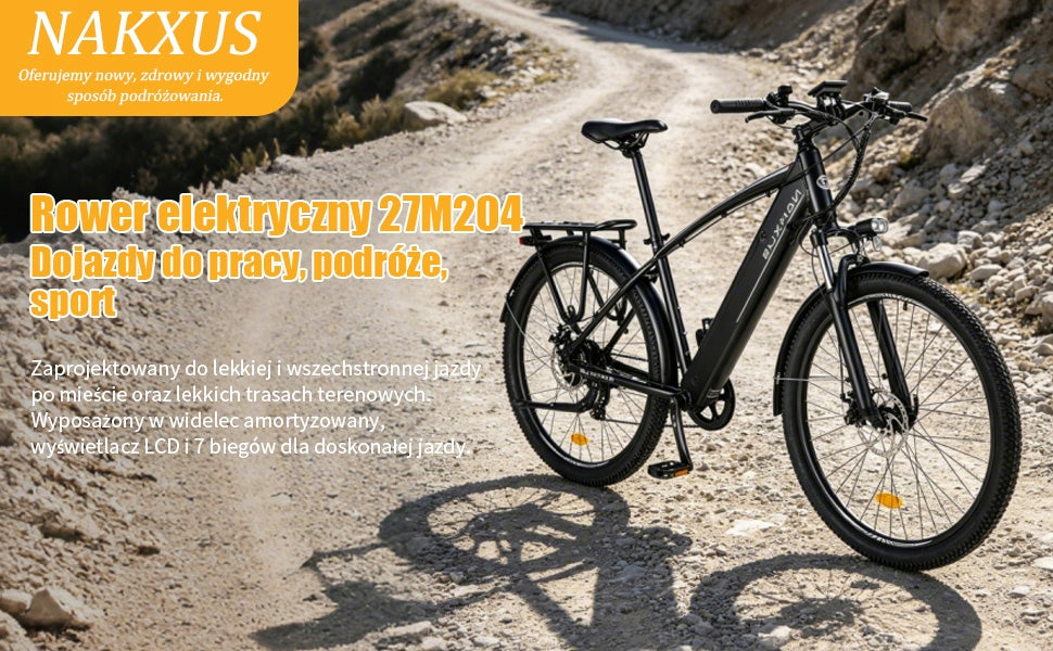 Rower Elektryczny Damski/Męski 27.5'' 250W 36V 12.5Ah 100KM Range Manufacturer code Ebike-27M204-gray