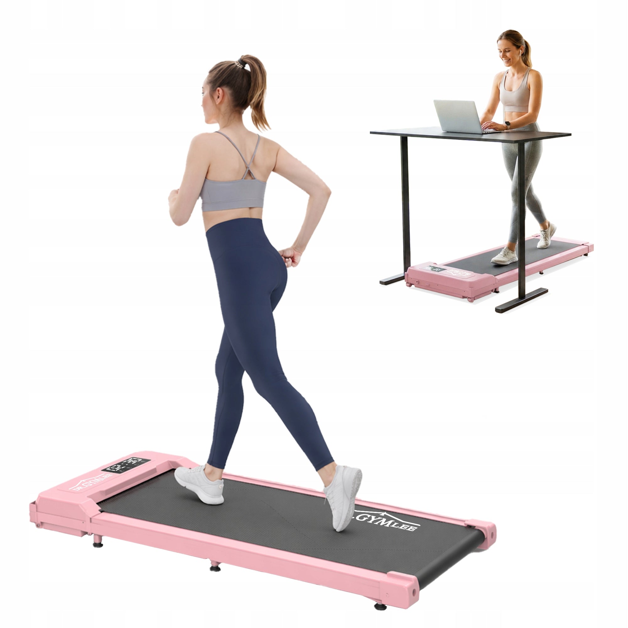 Różowa Bieżnia Pod Biurko Walking Pad Ultra Slim do 6km/h Kinomap Zwift