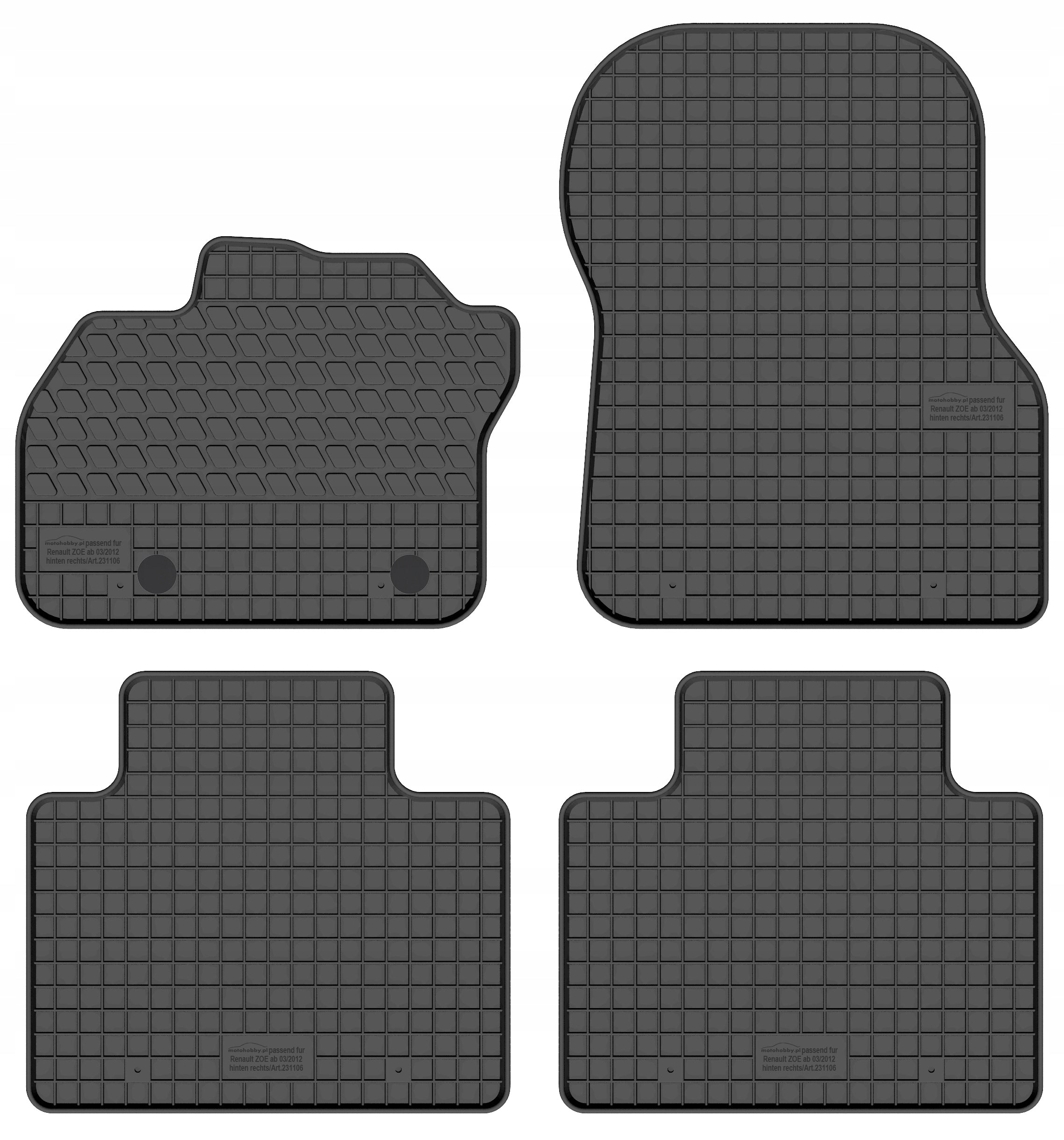 Rubber Car Rugs for Renault Zoe (2012-2024)