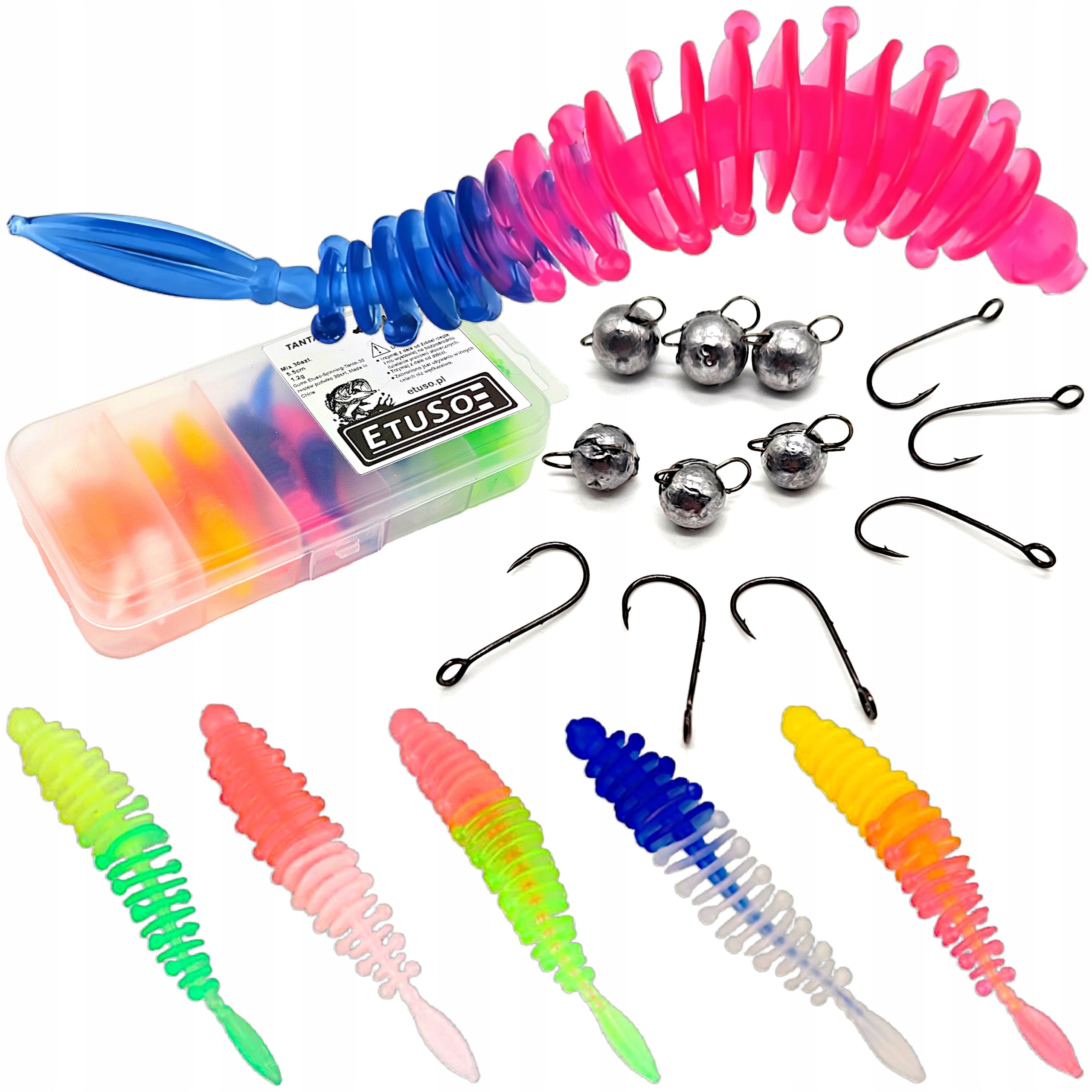 Rubber Tanta 2" 5cm 1.2g Hooks Cheburashka Set of 42pcs Perch Bait