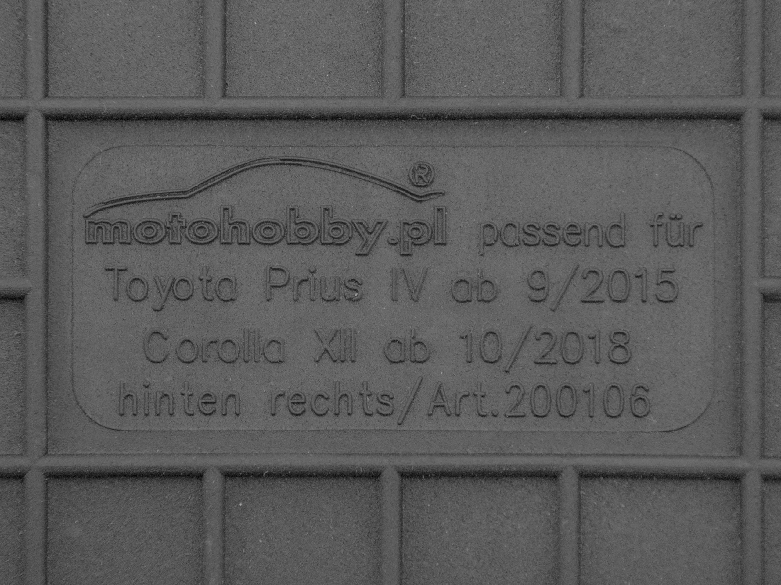 Rubber mats for Toyota Corolla XII E21 (since 2018) Packaging status original