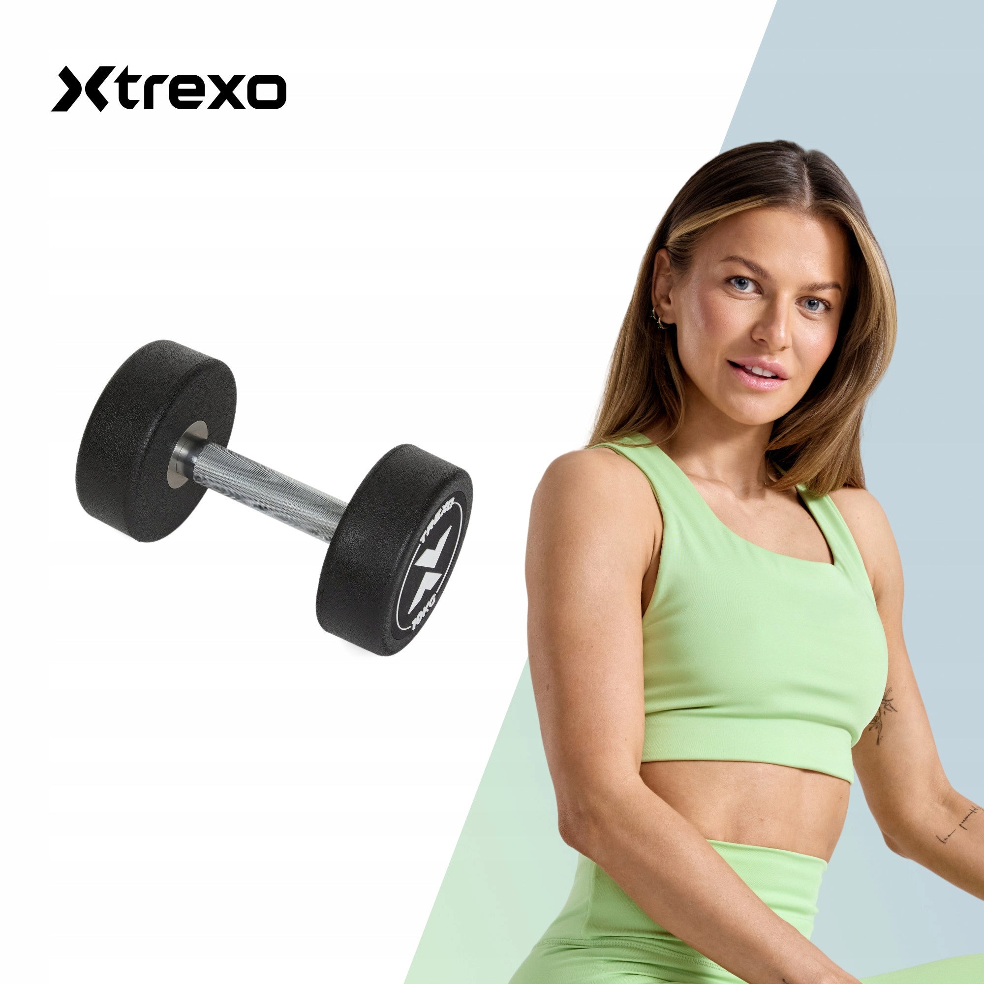 Rubberized cast iron dumbbell / XTREXO Pro 10kg / Solid coated weight Manufacturer code TX0-B4M056