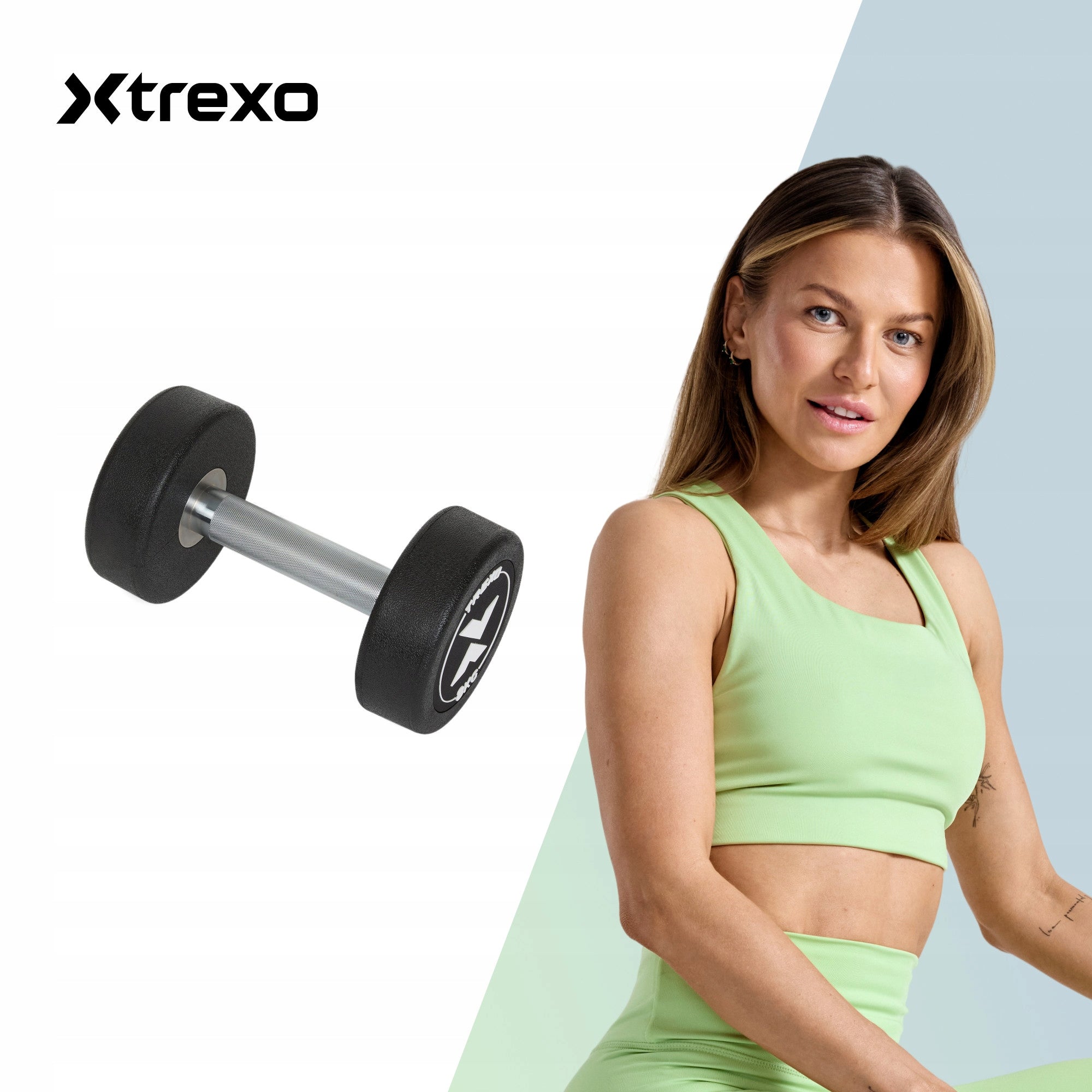 Rubberized cast iron dumbbell XTREXO Pro 8kg black RUBBERIZED FOR TRAINING EXERCISES Packaging status original