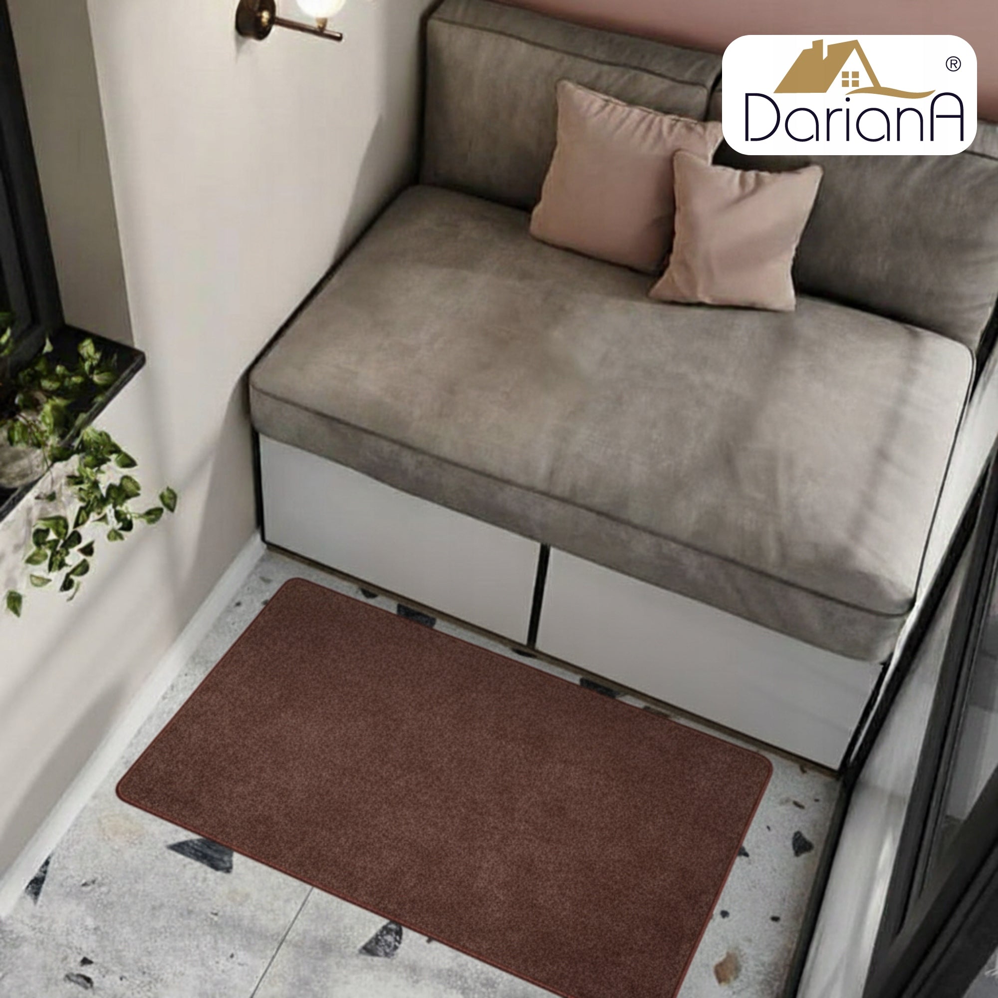 Rug for hallway 60х90 cm DarianA Wool brown doormat Manufacturer code 1000010516