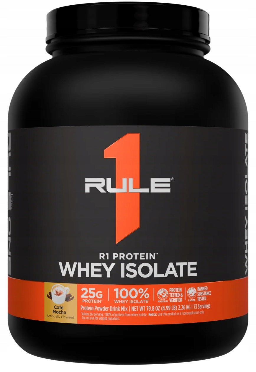 Rule 1 PROTEIN Whey Isolate WPI + Hydrolyzate WPH Cafe Mocha 2260g / 73p.