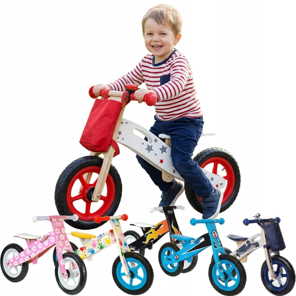 Running Bike Wooden Red Blue Pink 12" for children 3 years +