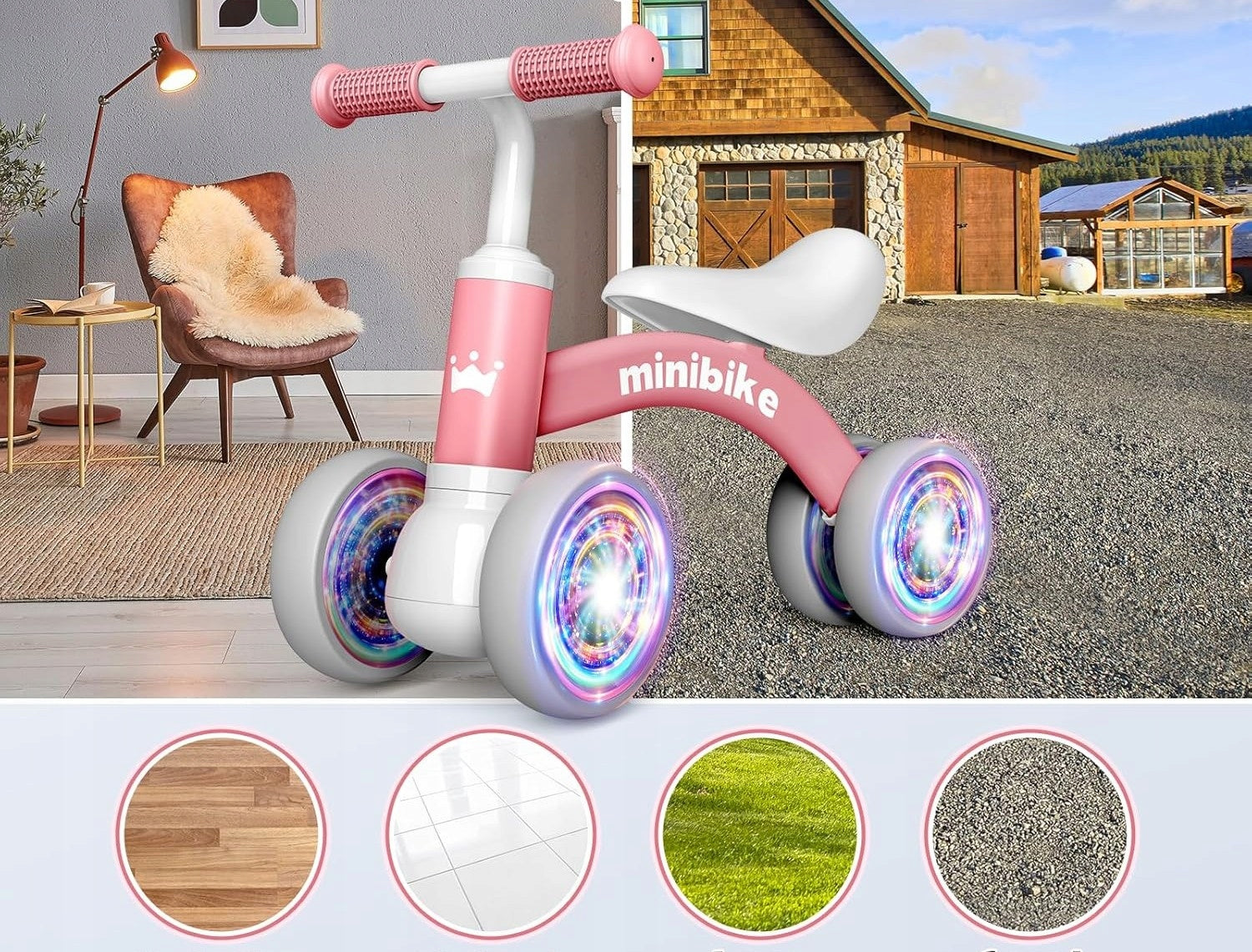 Running Children's Bike Girls Pink Ride-On Lightweight Walker 4 Wheels Manufacturer code Różowy Rowerek Jeździk Chodzik Dla Dziewczynk