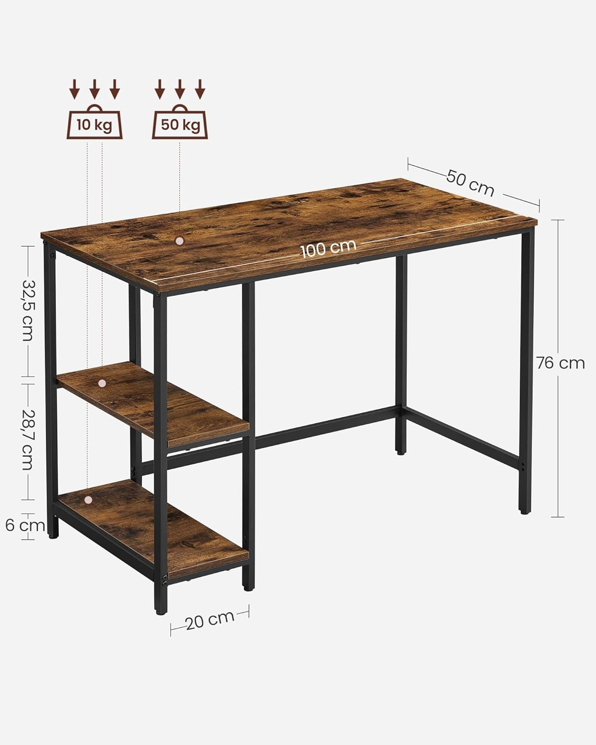 Rustic Industrial Computer Desk for Office/Study Room Brand MUFART