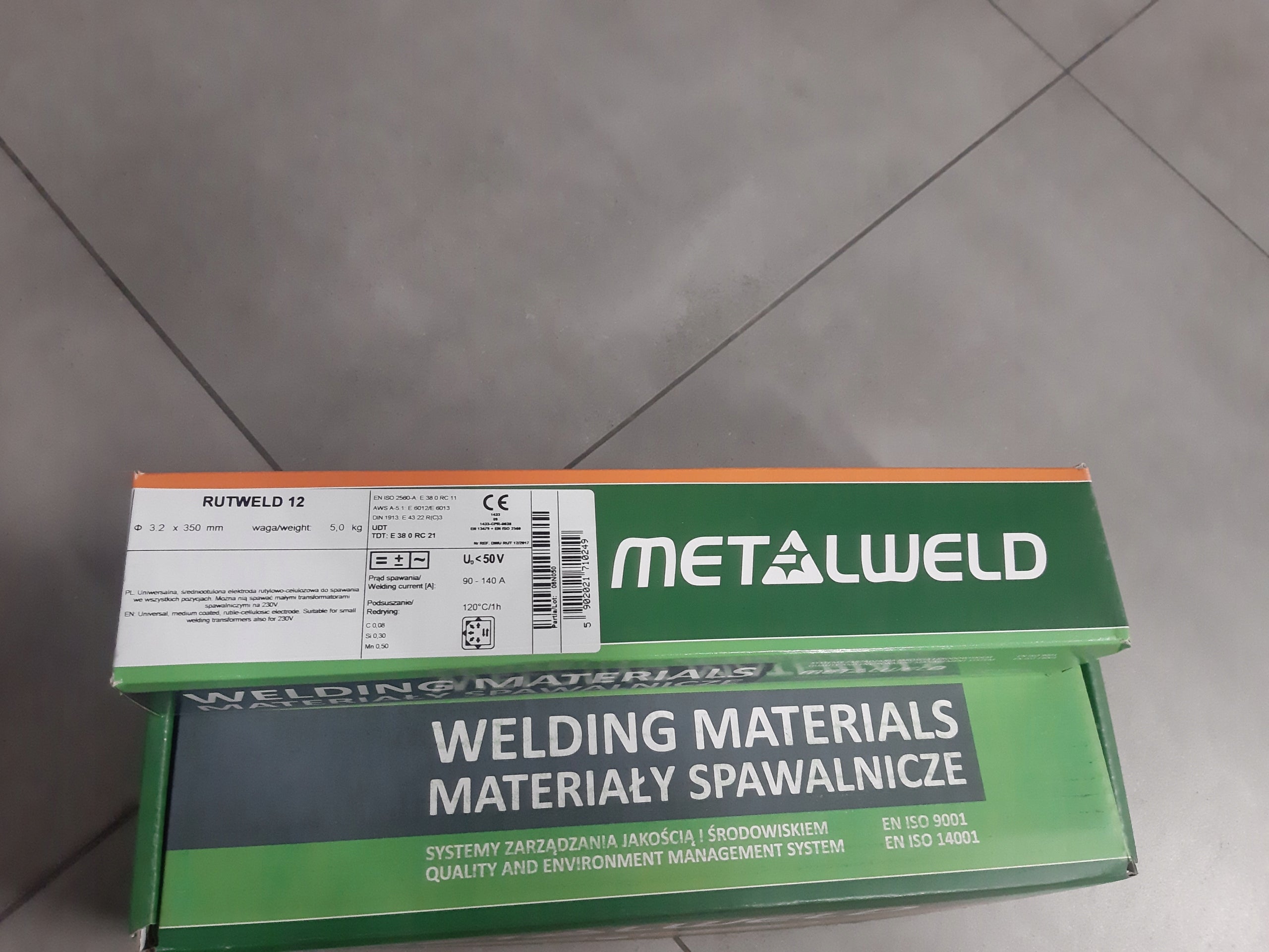 Rutile welding electrodes for welding 3,2 5KG for steel METALWELD Packaging status original