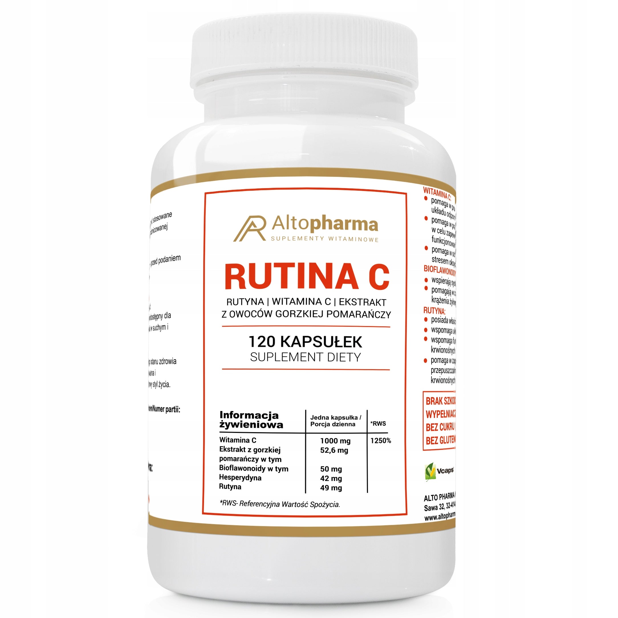 Rutina C vitamin C 1000 mg bitter orange extract Alto Pharma 120 kaps.
