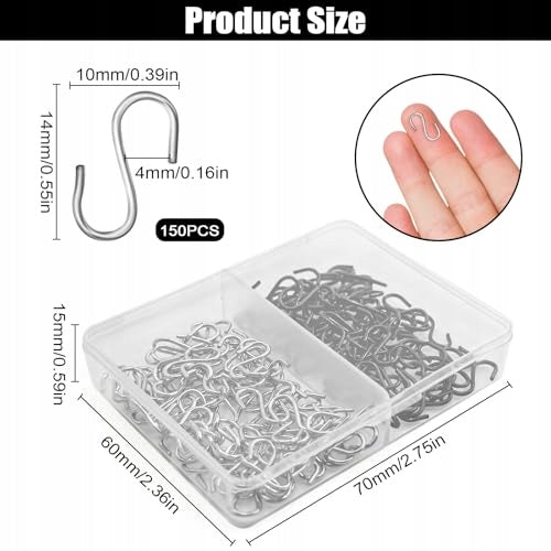 S SHAPED METAL HOOKS FOR HANGING 150 PCS METAL SET Manufacturer code Bez marki