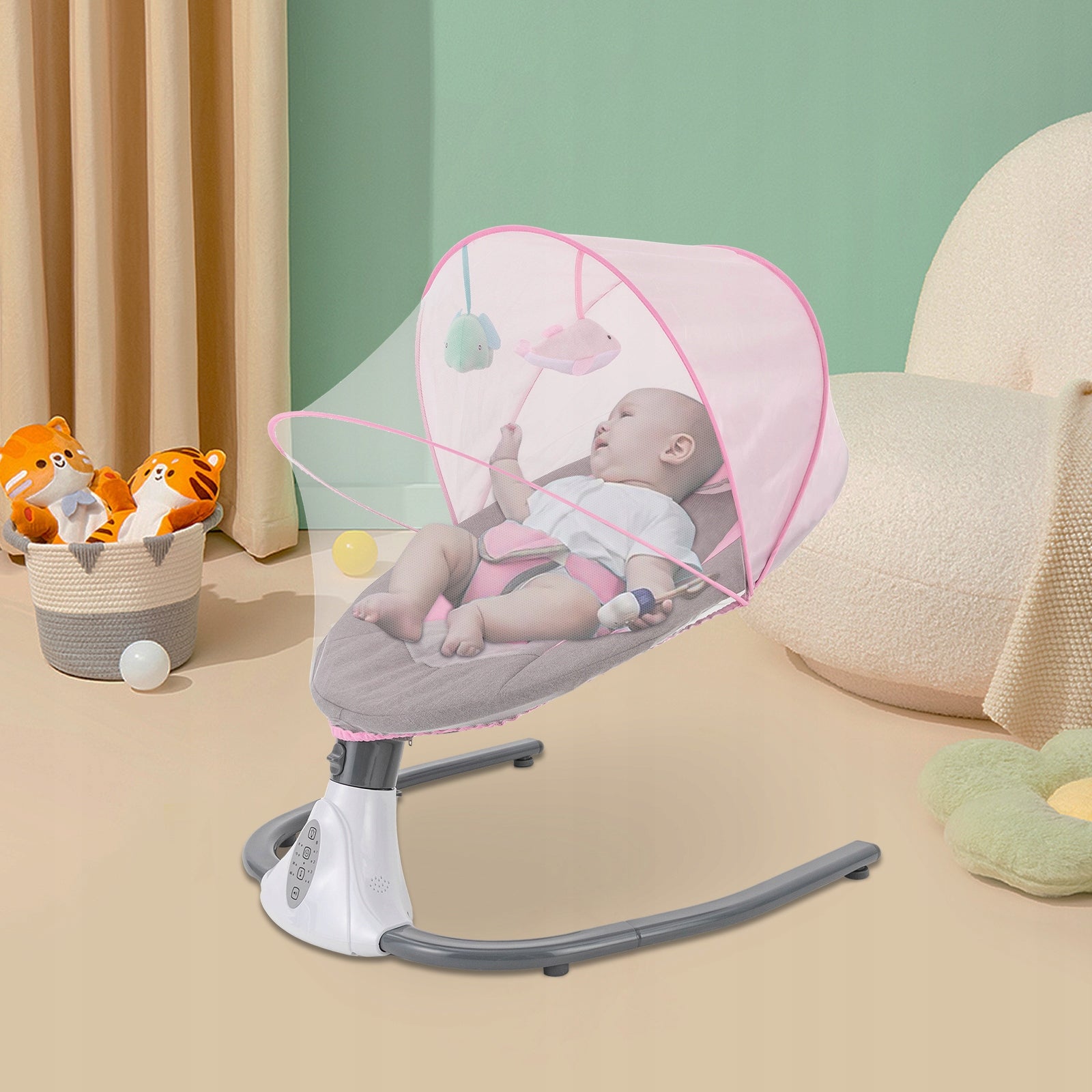 S-Y608 Baby rocking chair pink with USB cable Batteries included no