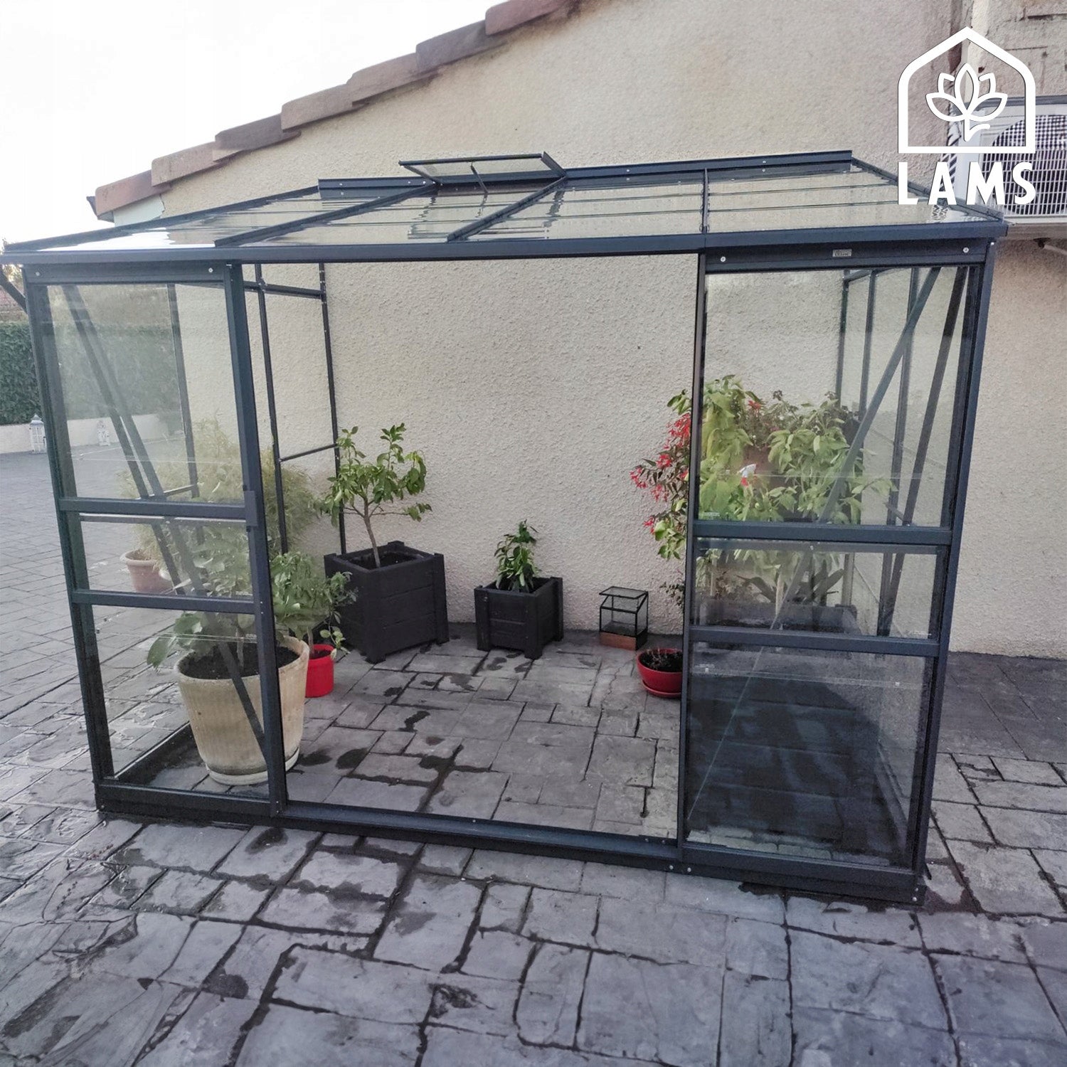 S2020 Glass greenhouse hart 4,9m2 Lams Melissa 1,90x2,55m Length 2.55 m