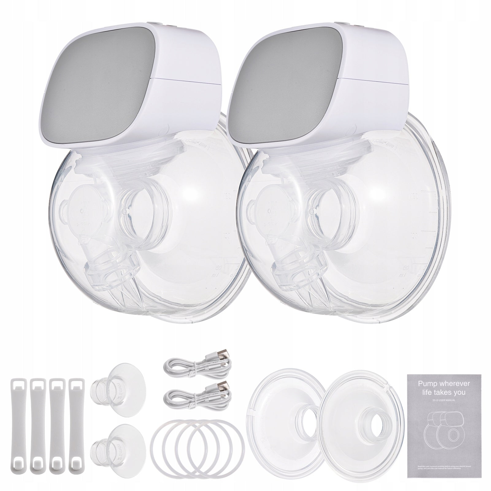 S9 Smart Wearable Electric Breast Pump Gray 2-Pack