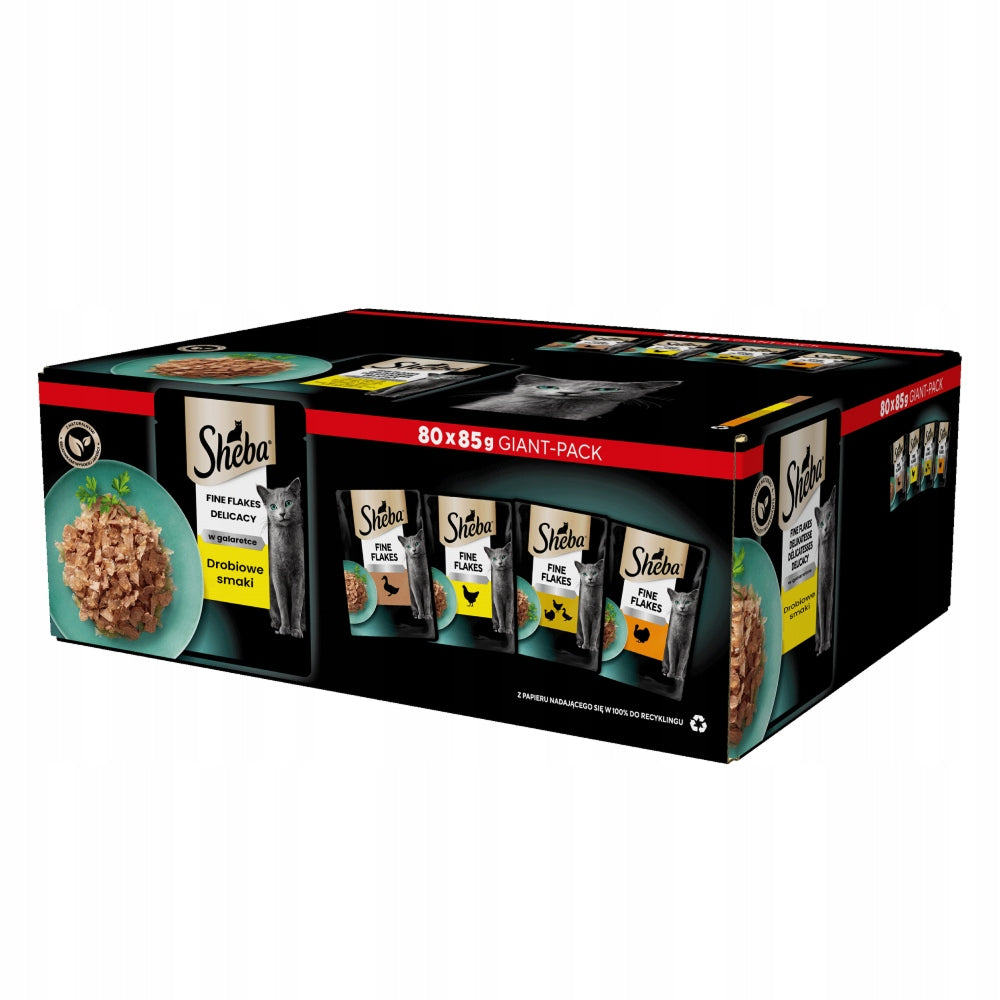 SACHETS SHEBA DELICACY FINE FLAKES POULTRY FLAVORS IN JELLY 80X85G