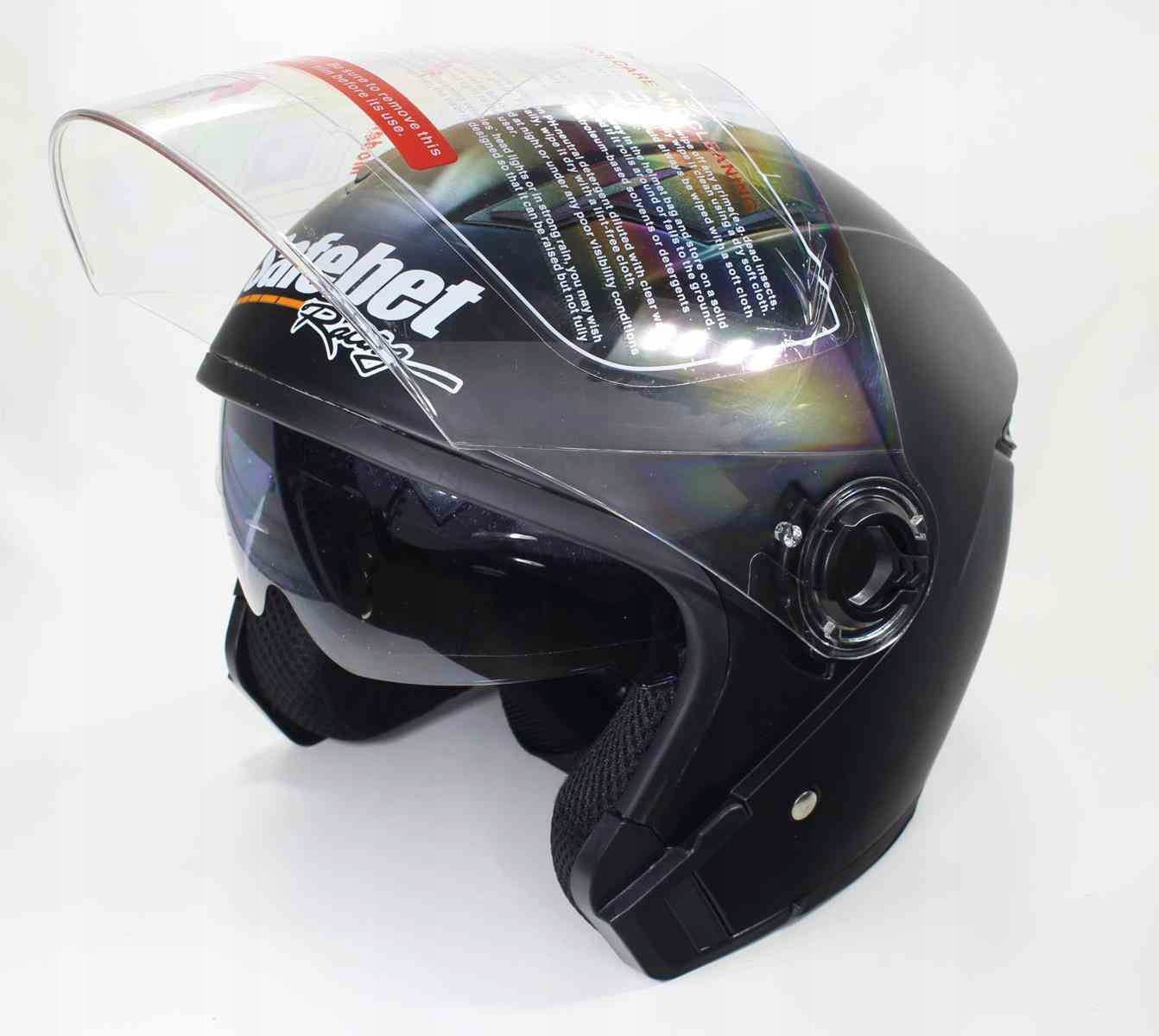 SAFEBET HF-223 FLAT BLACK S HELMET (NO ECE) Visor Features double glass tinted