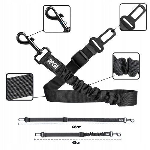 SAFETY BELTS DOG CAR LEASH ON THE JOURNEY OF RAGA TO THE CAR Trade name Smycz bezpieczeństwa dla kota psa duże bezpieczeństwo do samochodu zapinana na szelki 5905359874959