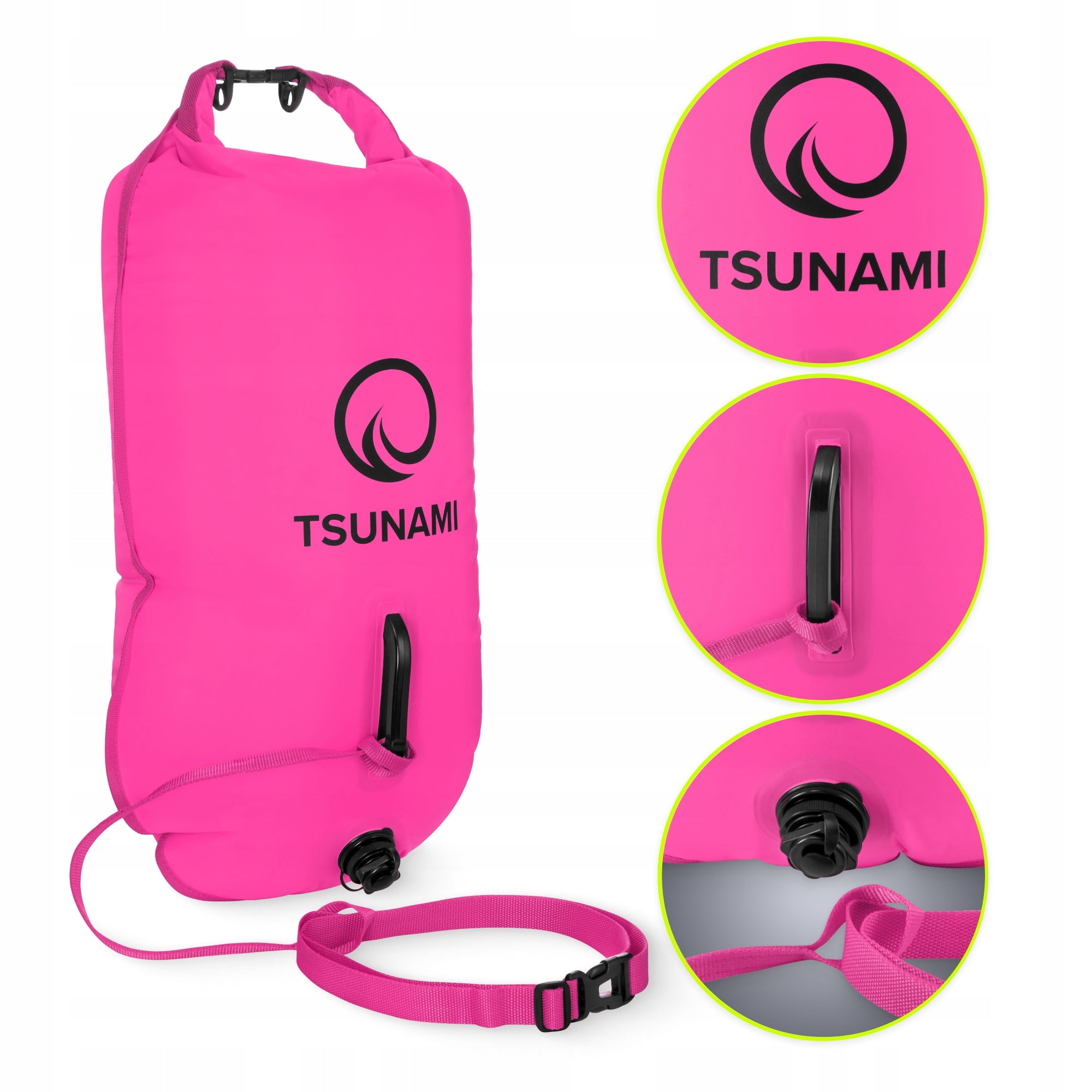 SAFETY BUOY FOR SWIMMING INFLATABLE BUOY WITH DRY POCKET 2IN1 TSUNAMI Model PRO