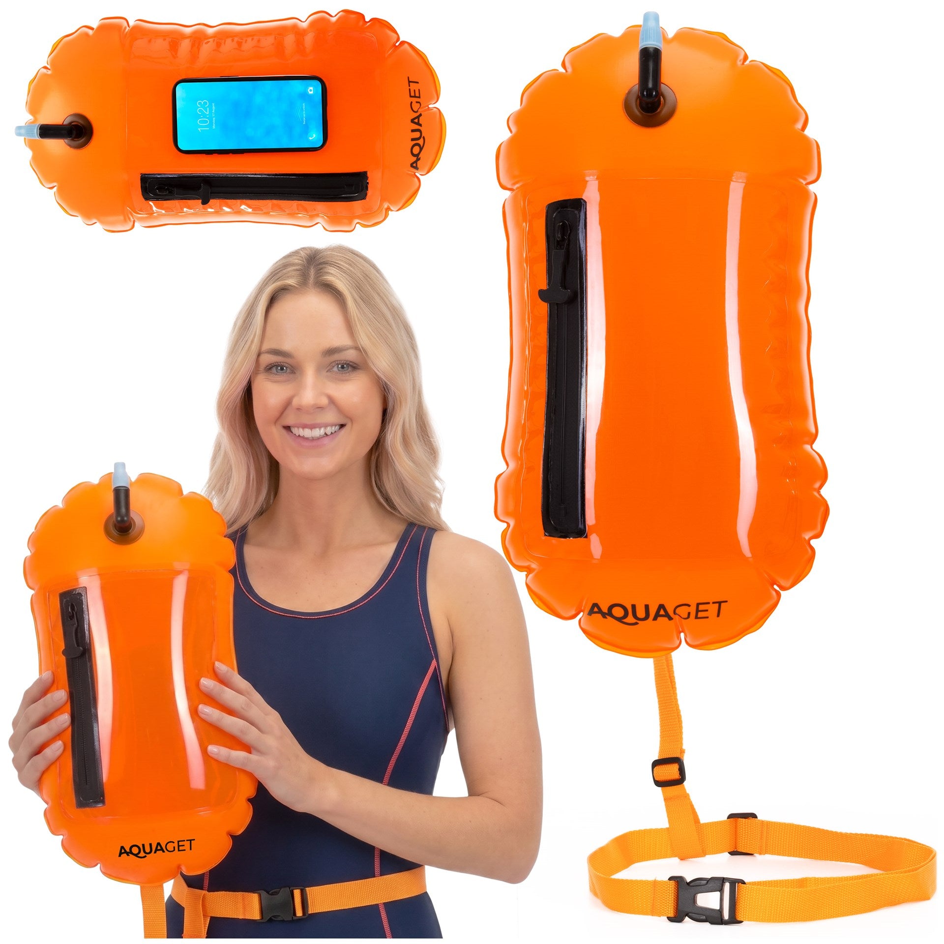 SAFETY BUOY FOR SWIMMING INFLATABLE swimming buoy DRY POCKET 2in1