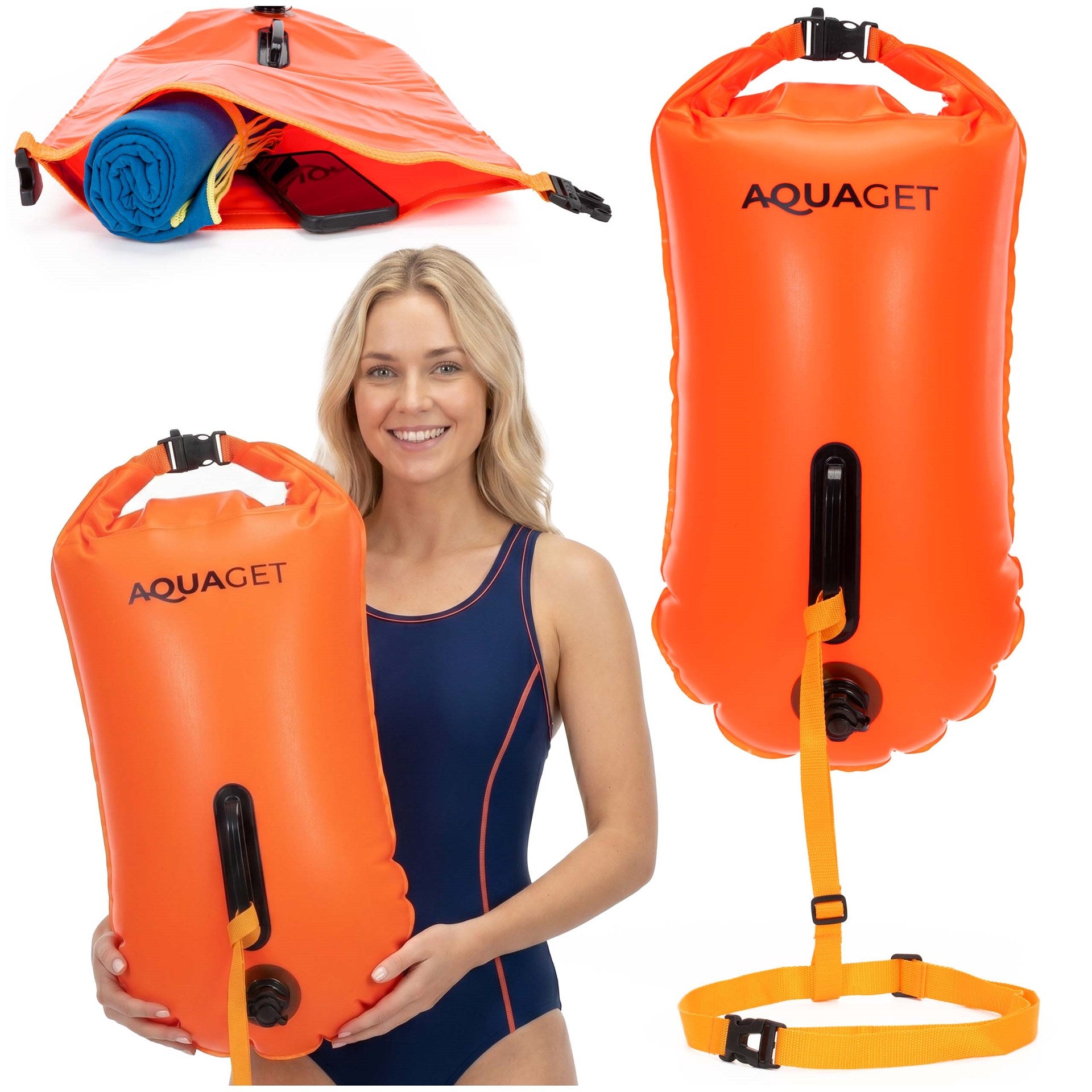 SAFETY BUOY FOR SWIMMING INFLATABLE swimming buoy DRY POCKET 2in1