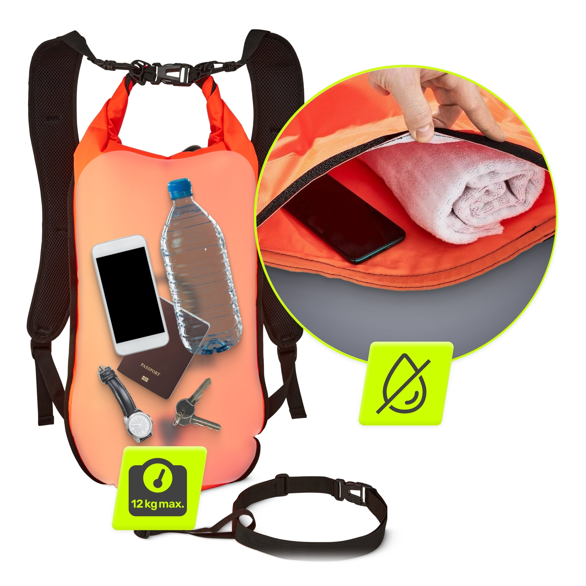 SAFETY BUOY INFLATABLE FOR SWIMMING DRY POCKET SUSPENDERS 3IN1 TSUNAMI EAN (GTIN) 5907739314048