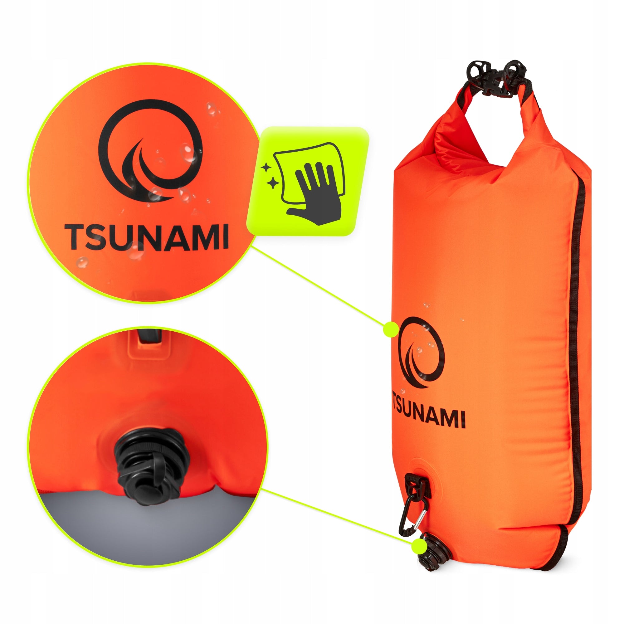 SAFETY BUOY INFLATABLE FOR SWIMMING DRY POCKET SUSPENDERS 3IN1 TSUNAMI Kind buoy