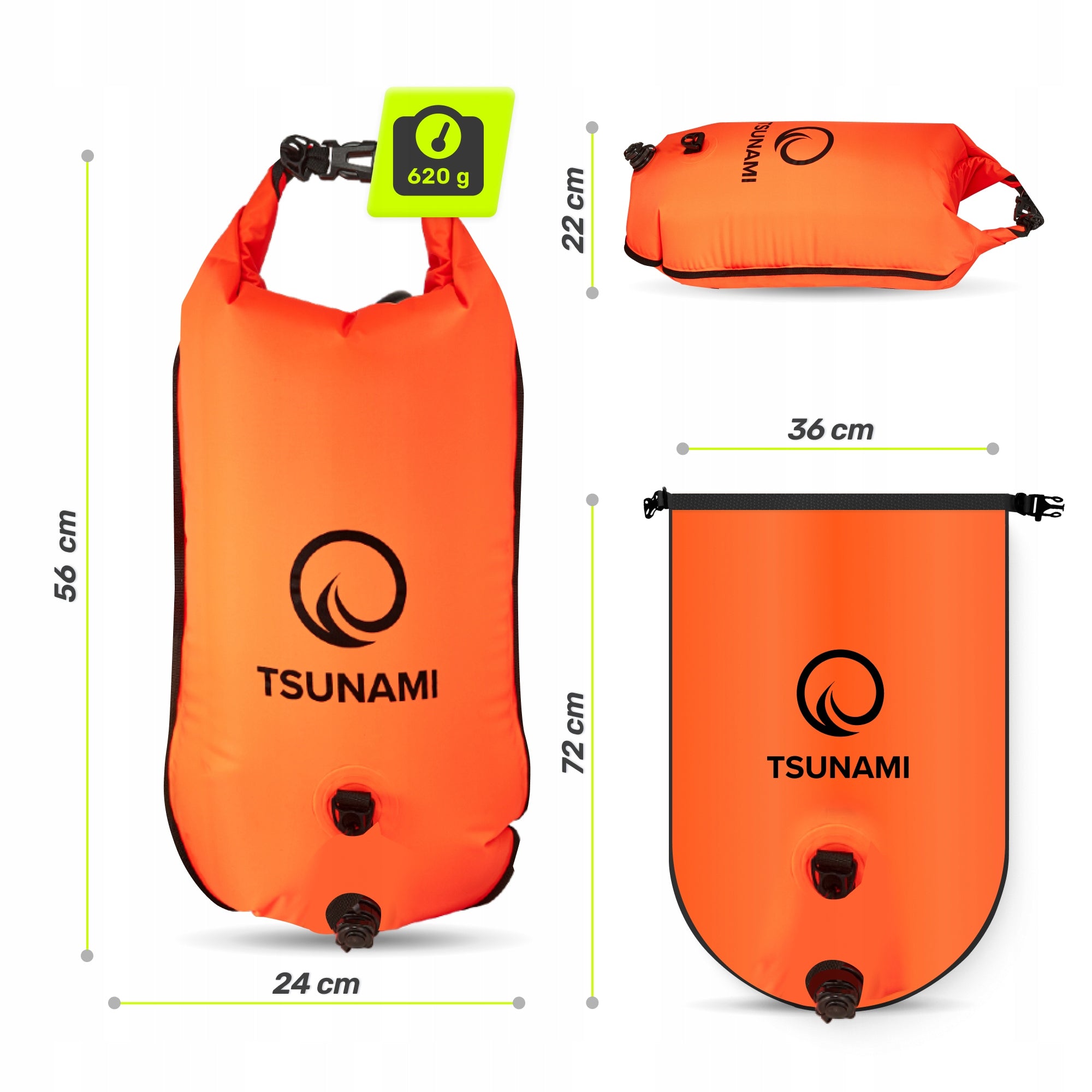 SAFETY BUOY INFLATABLE FOR SWIMMING DRY POCKET SUSPENDERS 3IN1 TSUNAMI Manufacturer code Bojka dmuchana PRO z szelkami