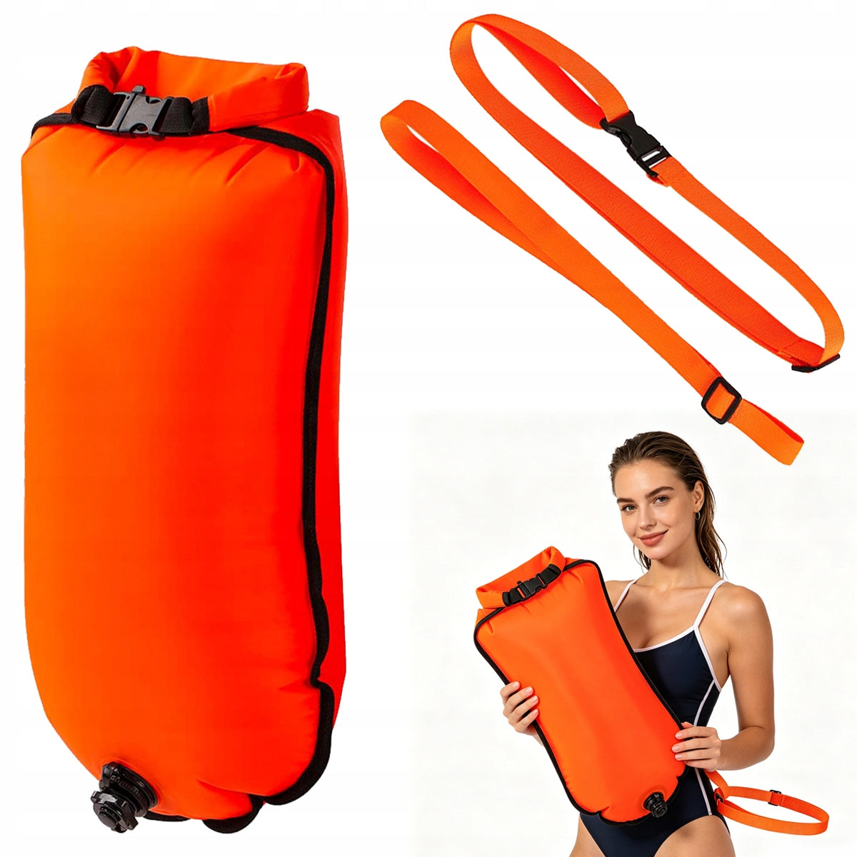 SAFETY BUOY INFLATABLE SWIMMING BUOY 2in1 DRY SWIMMING POCKET PRO