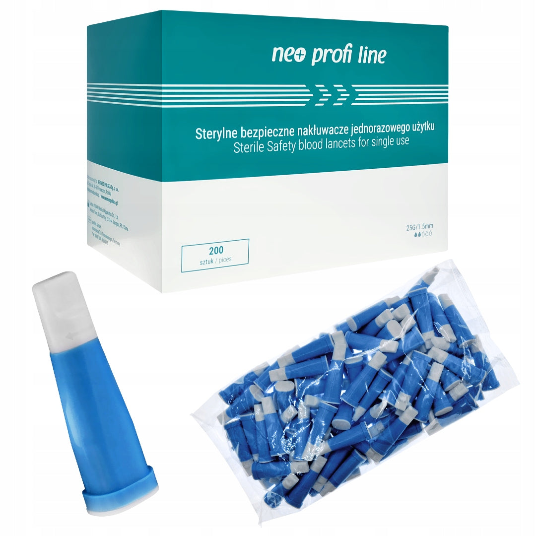 SAFETY LANCETS 25G 1,5mm 200 pcs NEOMED - BLUE
